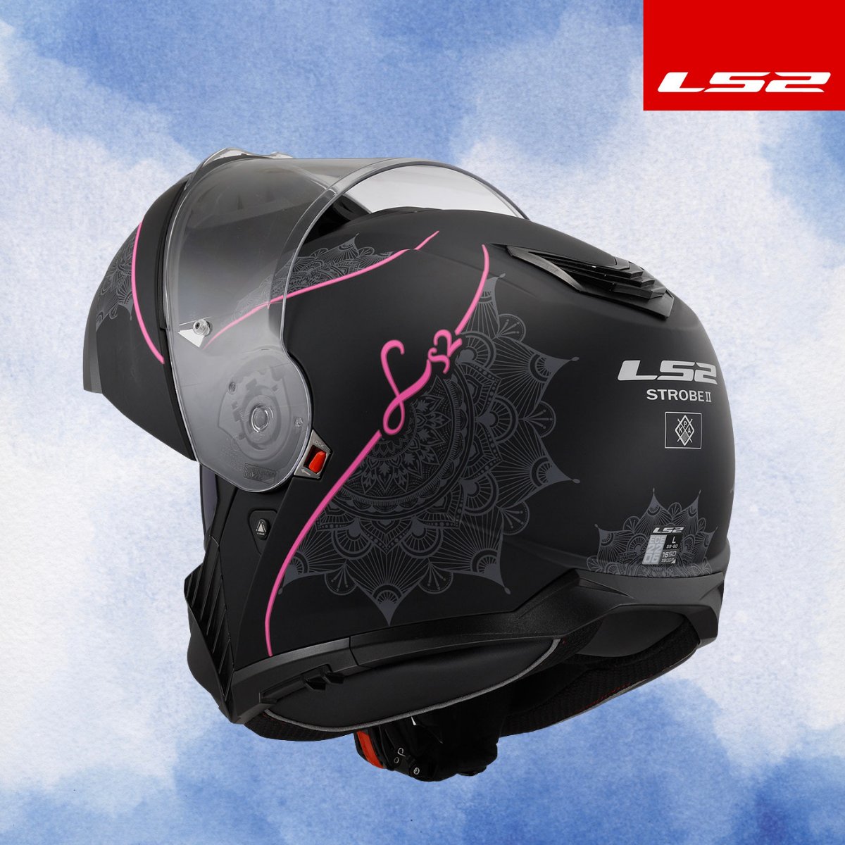 LS2 STROBE 2 LUX M.SİYAH-PEMBE KASK