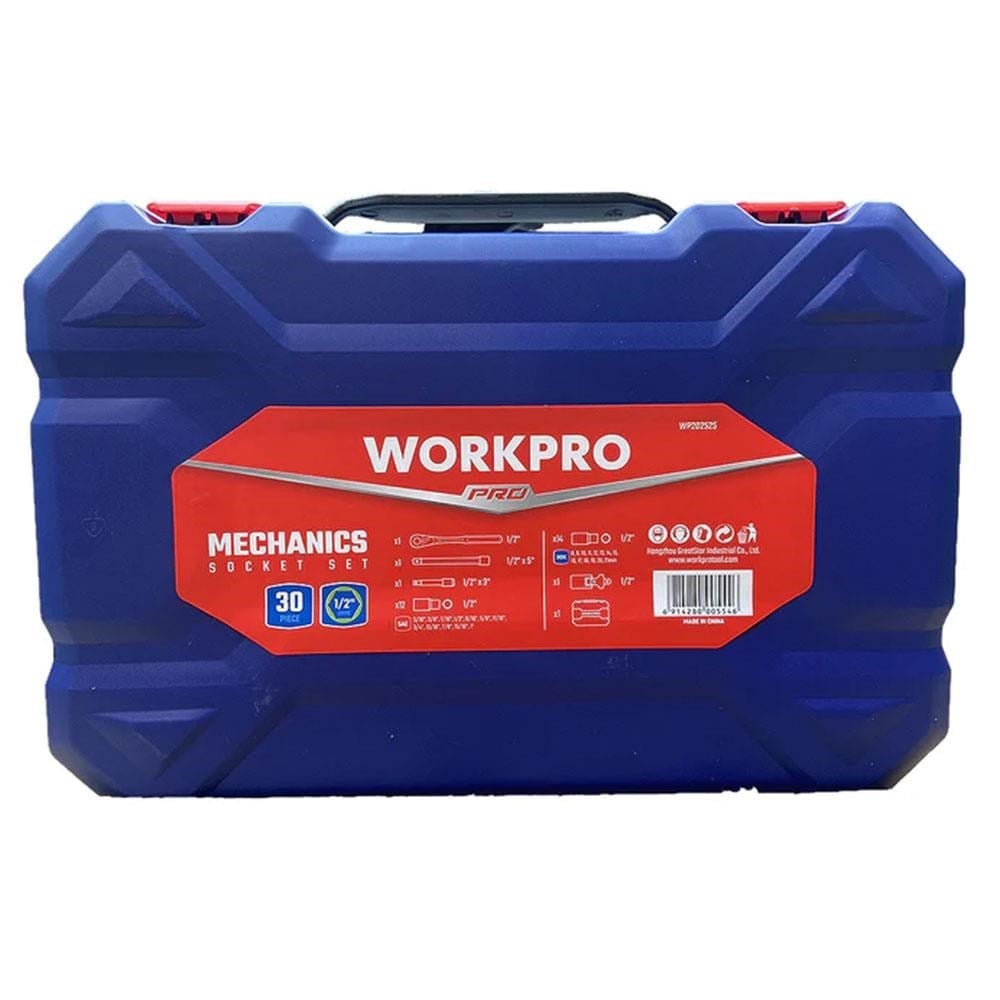 WORKPRO WP202525 30 Parça 1/2’’ CR-V Metrik/İnç Profesyonel Lokma Takımı
