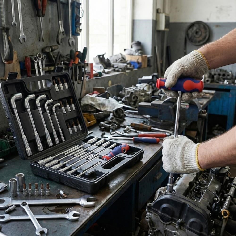 WORKPRO WP204003 26 Parça Cr-V Profesyonel Motosiklet Tamir Alet Seti