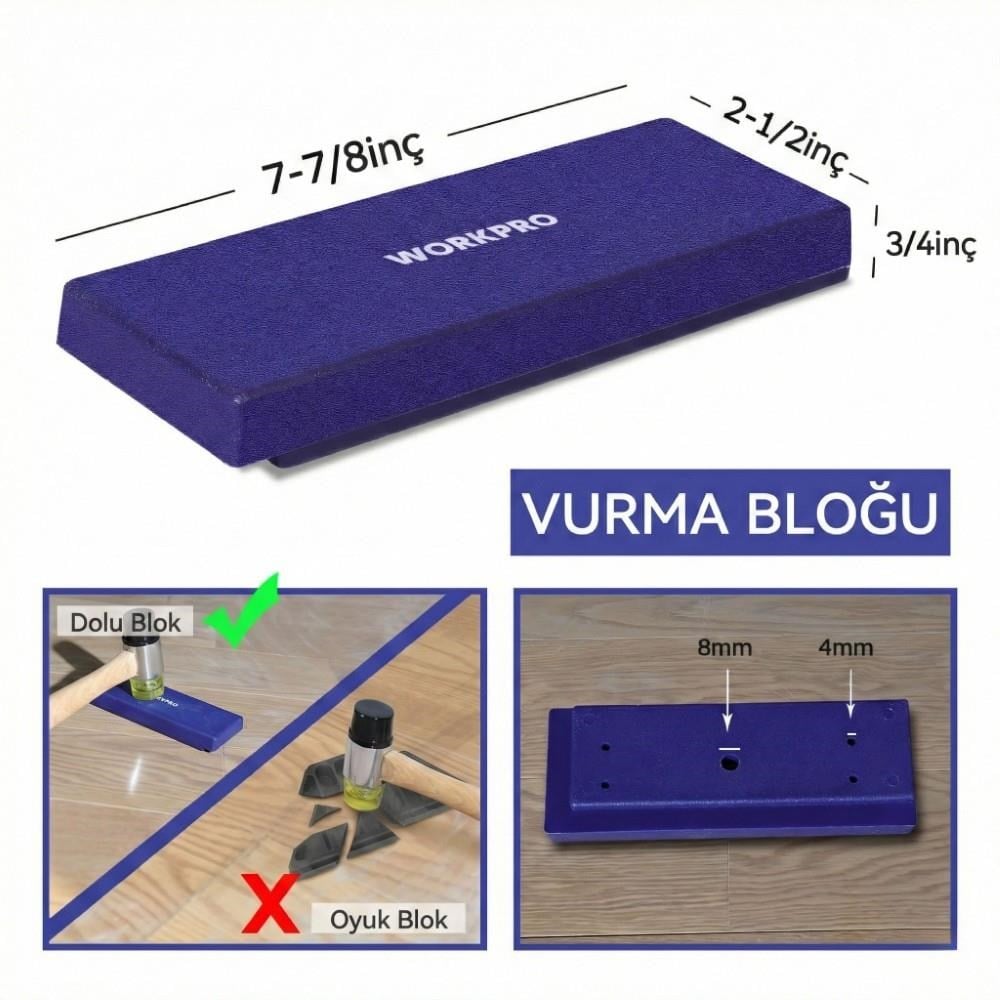 WORKPRO WP204302 33 Parça Laminant/Parke Ahşap Zemin Döşeme Montaj Seti