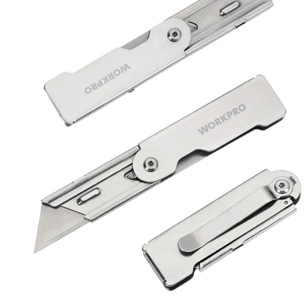 WORKPRO WP211016 Paslanmaz Çelik Gövde Katlanır Rötuş Maket Bıçağı