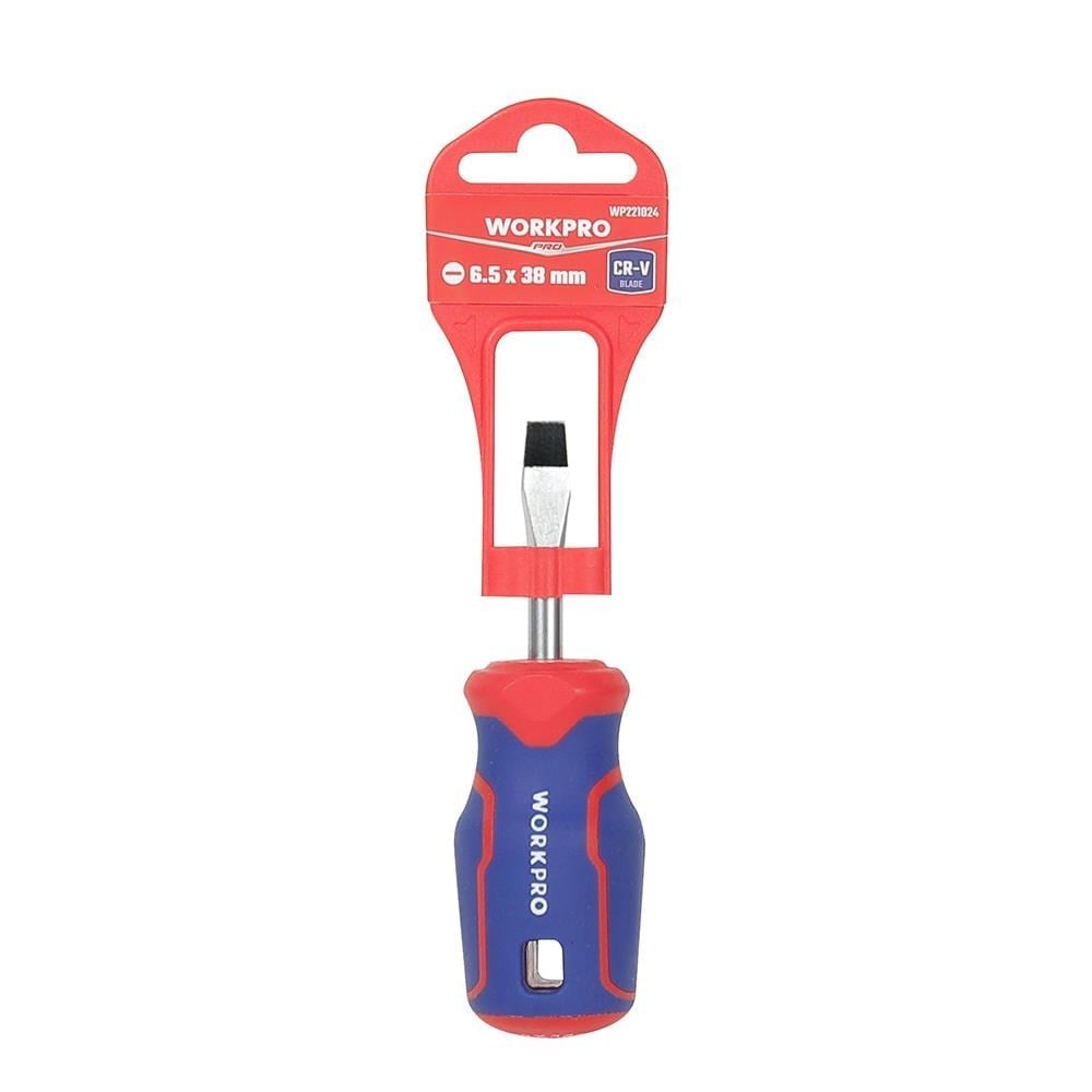 WORKPRO WP221024 6.5x38mm CR-V Manyetik Profesyonel Düz Topaç Tornavida