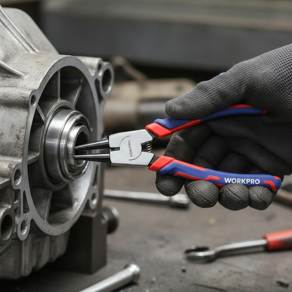 WORKPRO WP231150 180MM Cr-V Düz Yaylı Profesyonel Dış Segman Pensesi