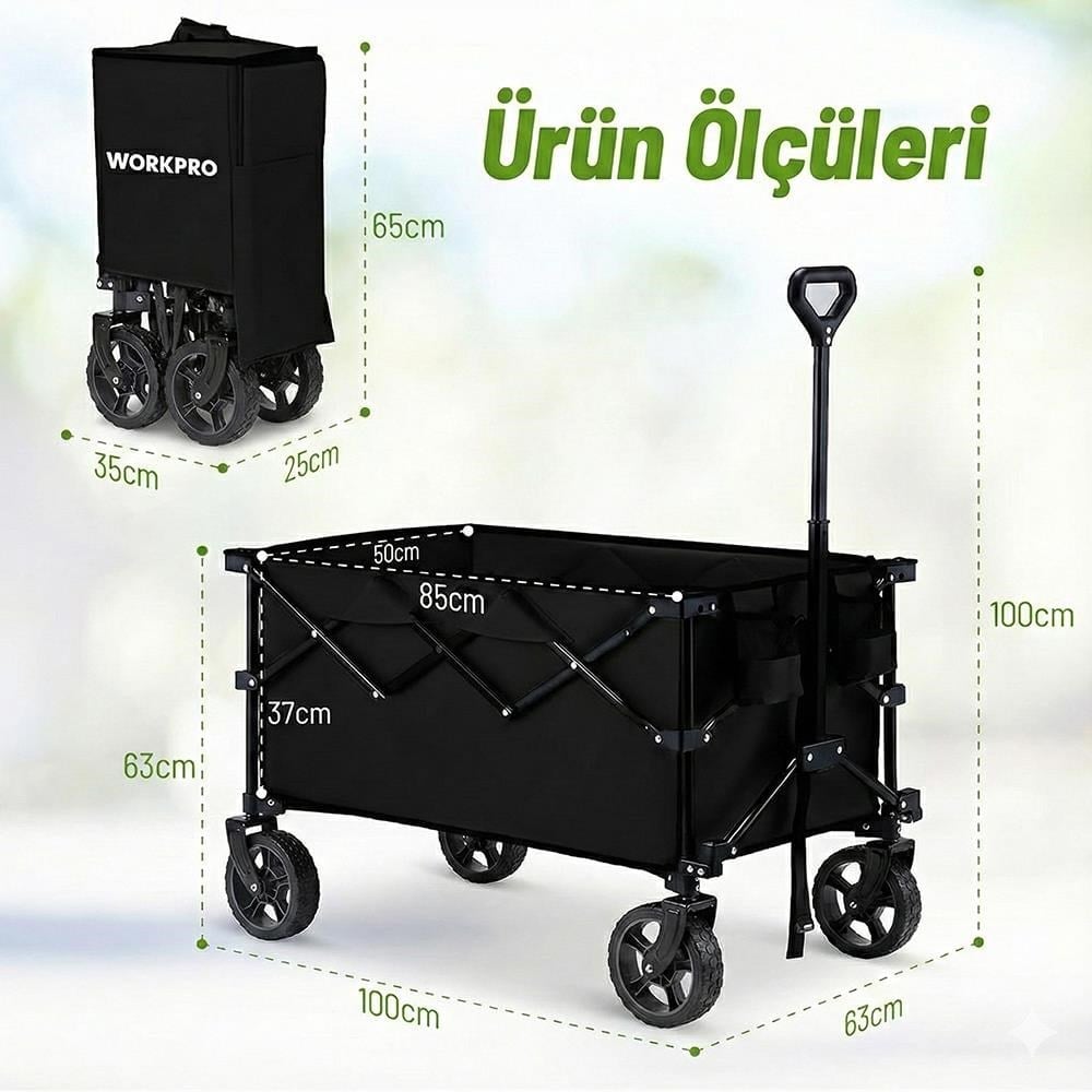 WORKPRO WP285015 80Kg 4 Tekerli Katlanabilir Ağır Hizmet Taşıma Arabası
