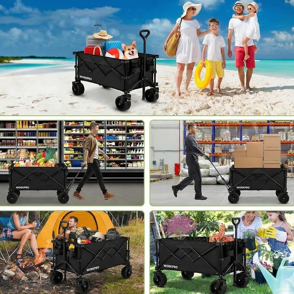 WORKPRO WP285016 100Kg 4 Tekerli Katlanabilir Ağır Hizmet Taşıma Arabası / Plaj Arabası