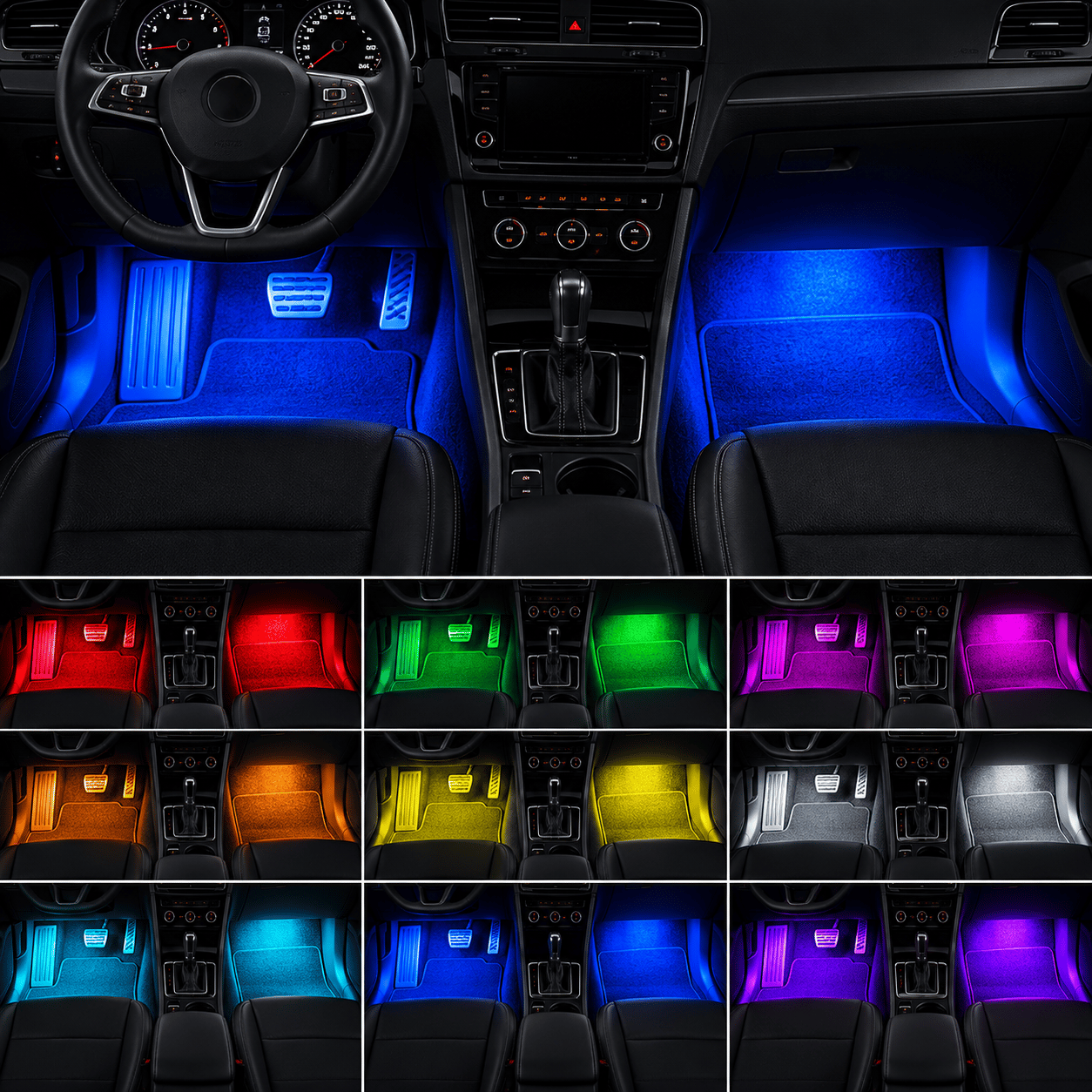 Ayak Altı LED 12'li Sese Duyarlı USB Girişli RGB Araç İçi Ambiyans Aydınlatma