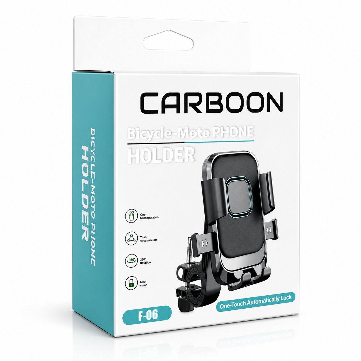 CARBOON F-06 Motosiklet Bisiklet Telefon Tutucu 360° Dönebilen Gidon Bağlantılı