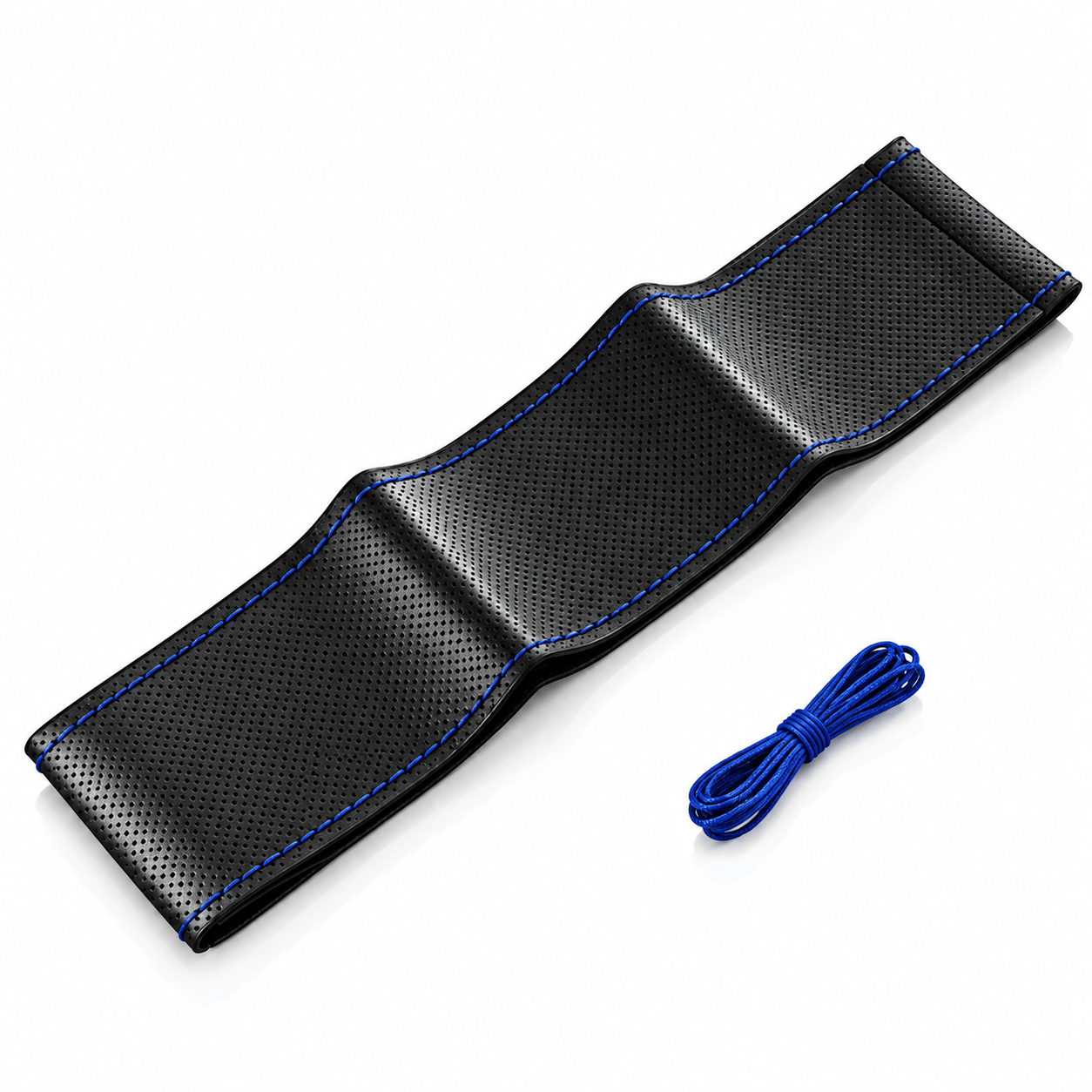 Deri Dikişli Direksiyon Kılıfı Mavi Universal Spor Direksiyon Kaplama
