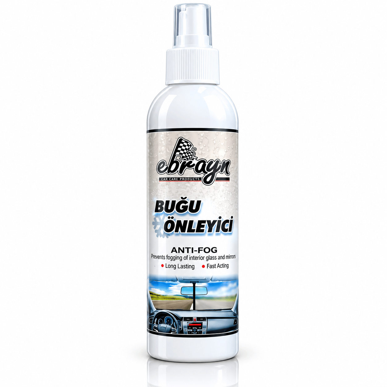 Ebrayn Buğu Önleyici Sprey 250 ml – Cam ve Ayna İçin Profesyonel Anti-Fog Çözümü