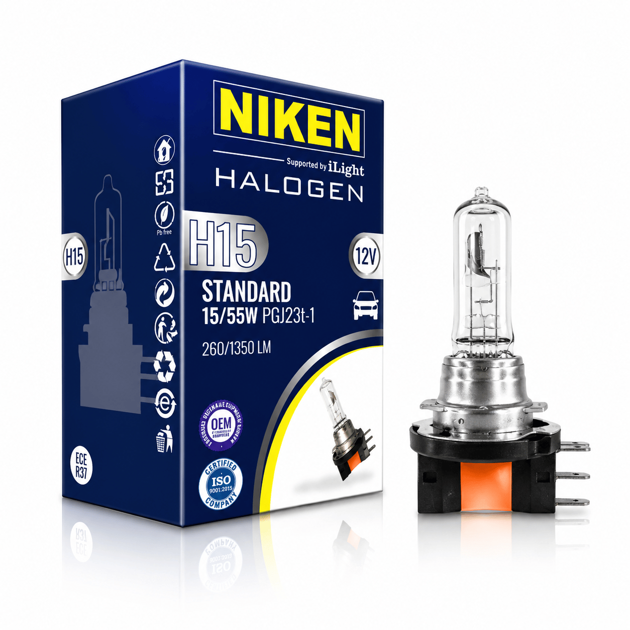 H15 NİKEN Halojen Ampul 12V 15W/55W PGJ23T-1 Gündüz Farı ve Uzun Far Ampulü