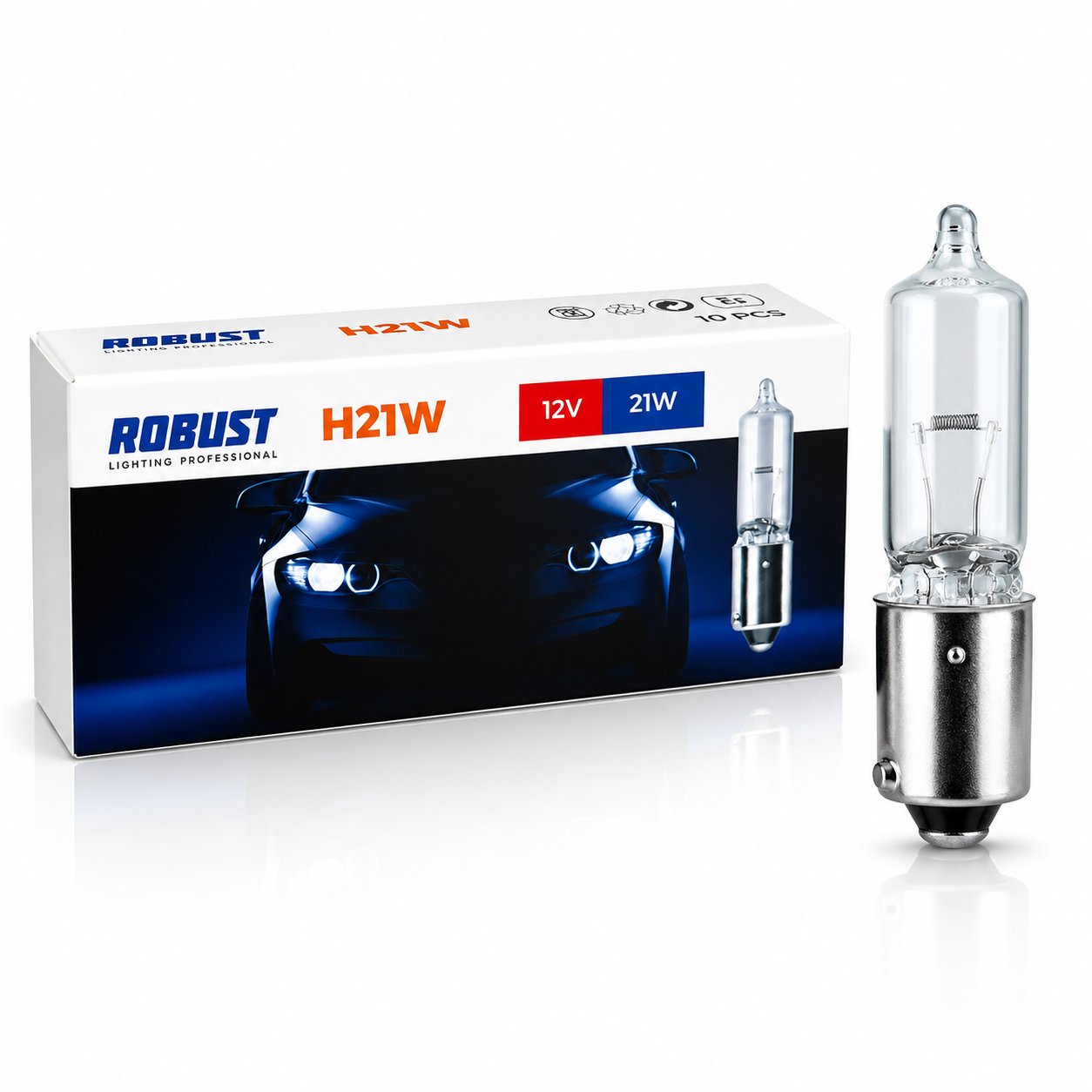 H21 ROBUST 21W 12V Halojen Ampul 10 Adet BAY9s Oto Ampul