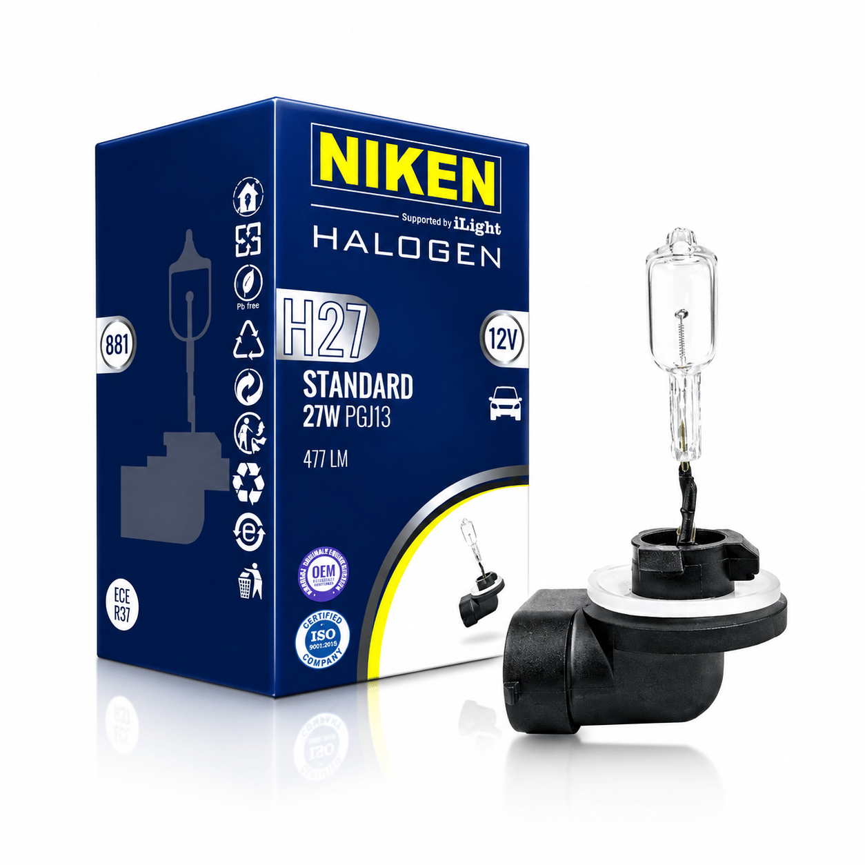 H27 NİKEN Halojen Ampul 27W 12V Sis Farı Ampulü (880 PG13 / 881 PGJ13)