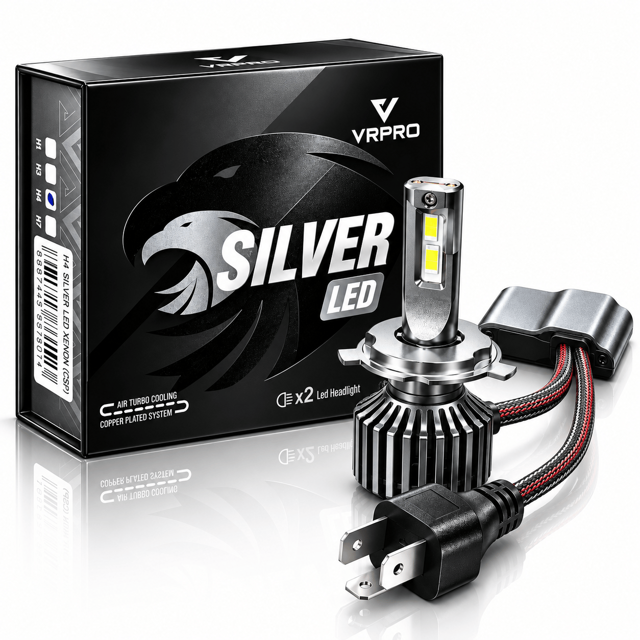 H4 Silver LED Xenon CSP – Kısa Uzun Far Güçlü Beyaz Işık LED Ampul