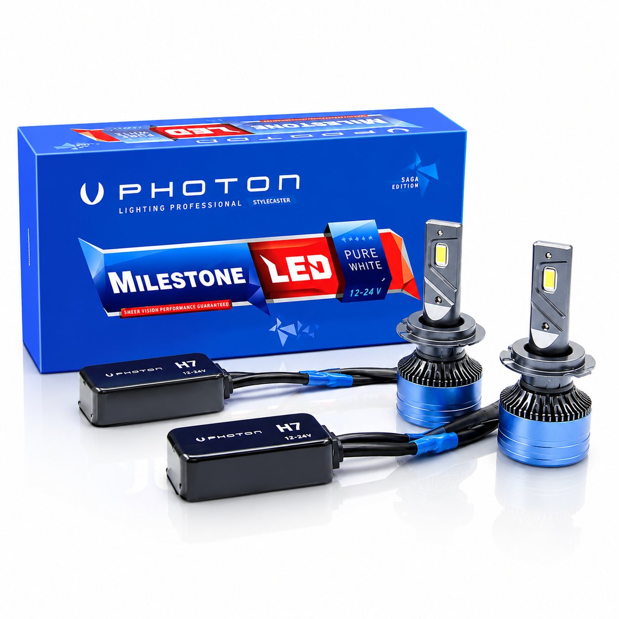 H7 LED Xenon Photon Milestone Saga Serisi 12V-24V Beyaz LED Far Ampulü Takım