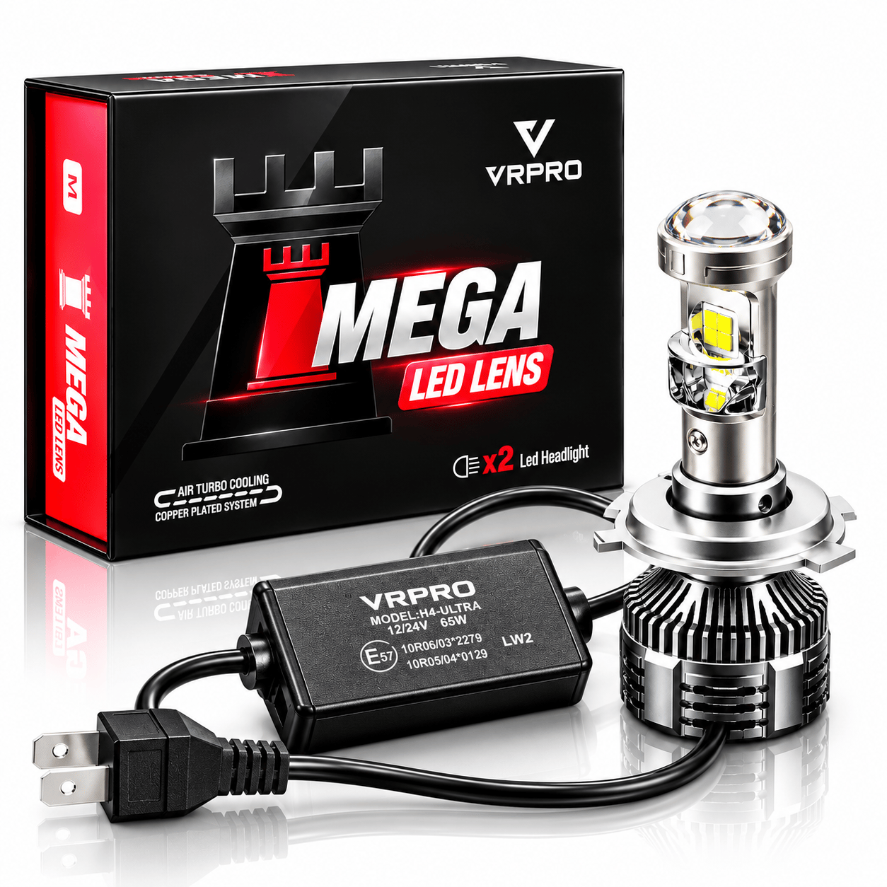 H7 Mega Mercekli LED Xenon Projektör Lensli Güçlü Araç Far Ampulü