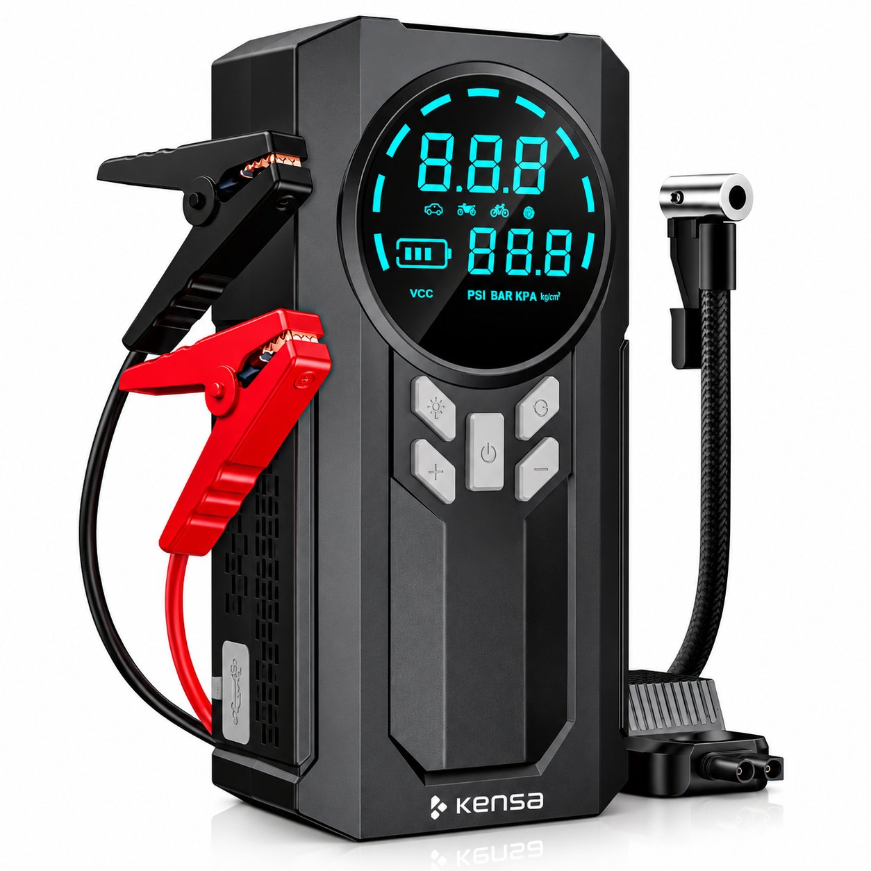 KENSA HP-10 Akü Takviye Cihazı ve Hava Kompresörü 150 PSI 12.000mAh Dijital Lastik Şişirme Powerbank