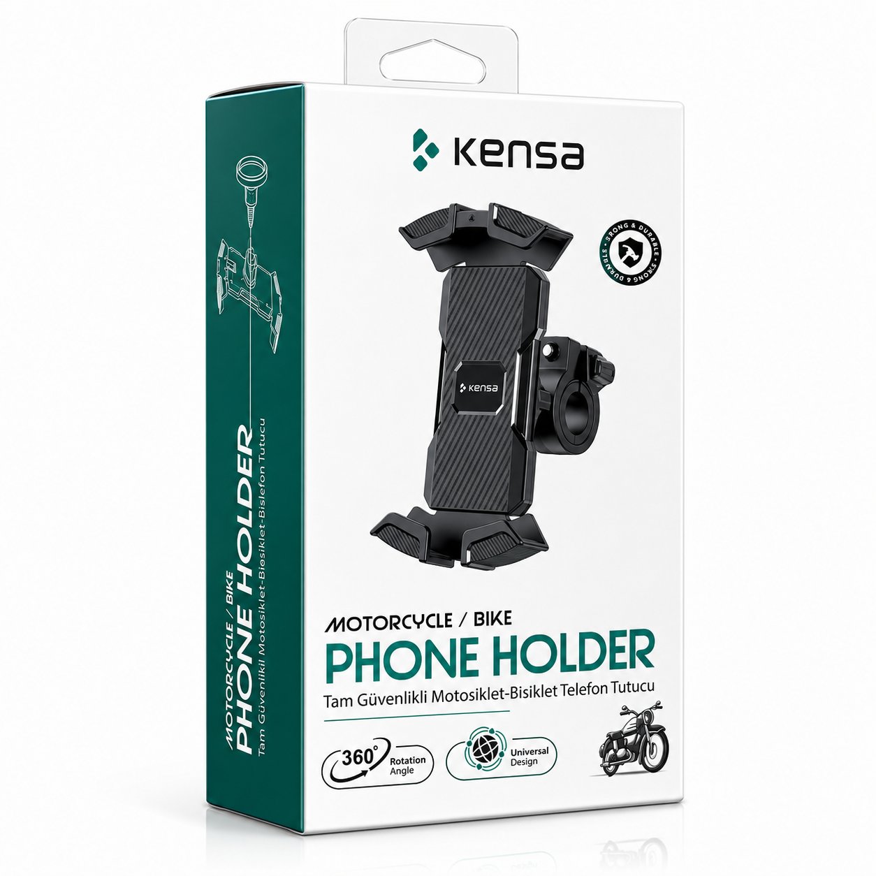 KENSA T-133 Ultra Güvenli Motosiklet Bisiklet Telefon Tutucu 360° Gidon Bağlantılı