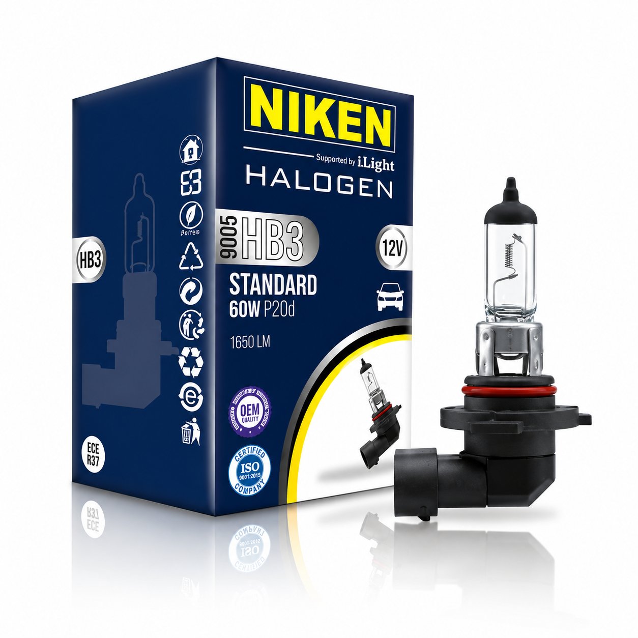 NİKEN HB3 (9005) 12V 60W Halojen Ampul – Yüksek Işık Gücü, Uzun Ömürlü