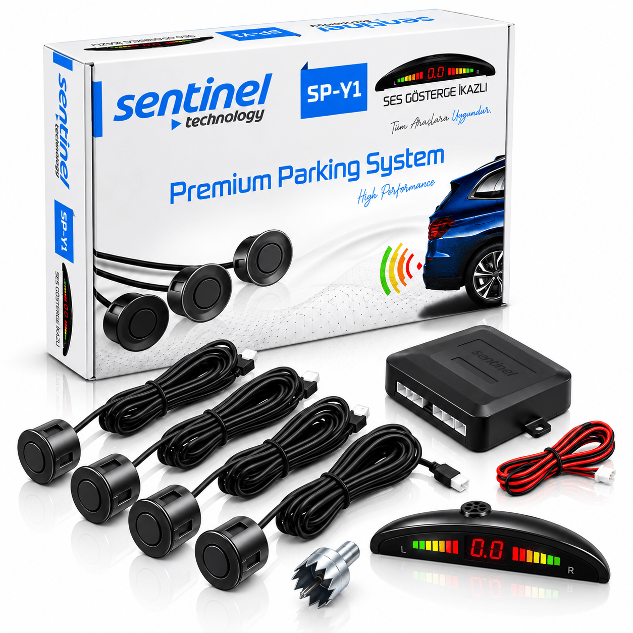 Sentinel Ekranlı Park Sensörü Siyah 22MM