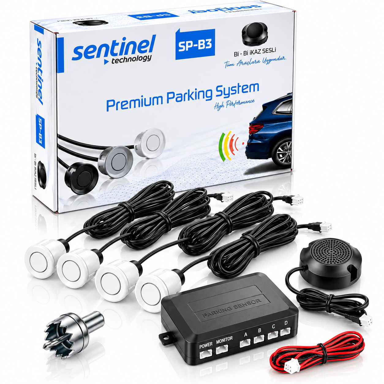 Sentinel Ses İkazlı Park Sensörü Beyaz 22mm