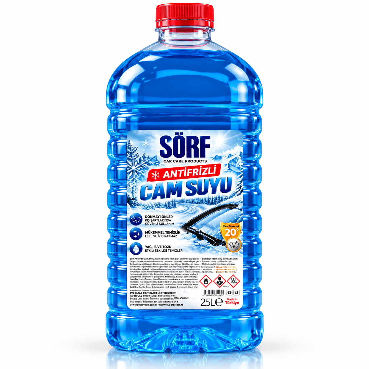 Sörf Antifrizli Cam Suyu 2,5 Litre -20°C – Kışlık Oto Cam Suyu