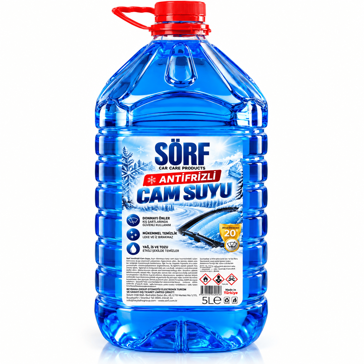 Sörf Antifrizli Cam Suyu 5 Litre -20°C – Kışlık Oto Cam Temizleme Suyu