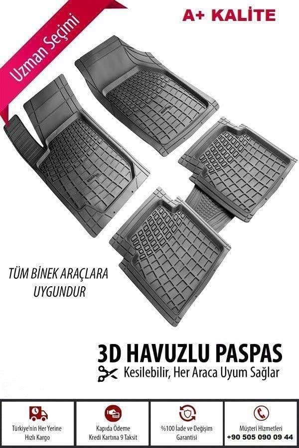 Tüm Araçlara Uyumlu Universal Oto Paspas Seti Pars - Siyah