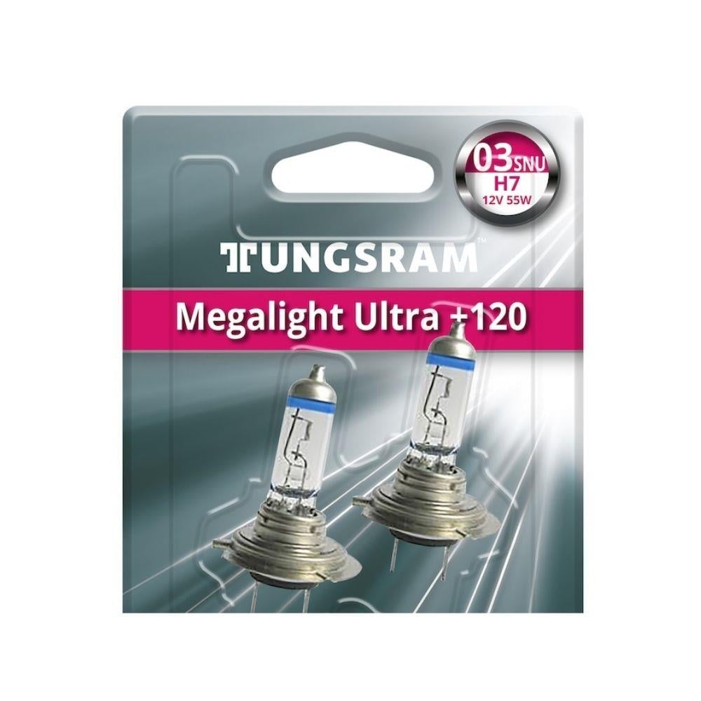 Tungsram H7 Halojen Ampul – %120 Fazla Işık | 12V 55W (2'li Paket)