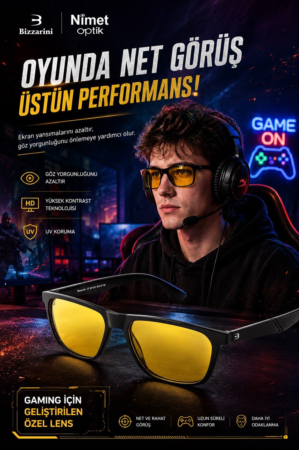 Bizzarini 612 Oyuncu Gözlüğü (Gamingwear)