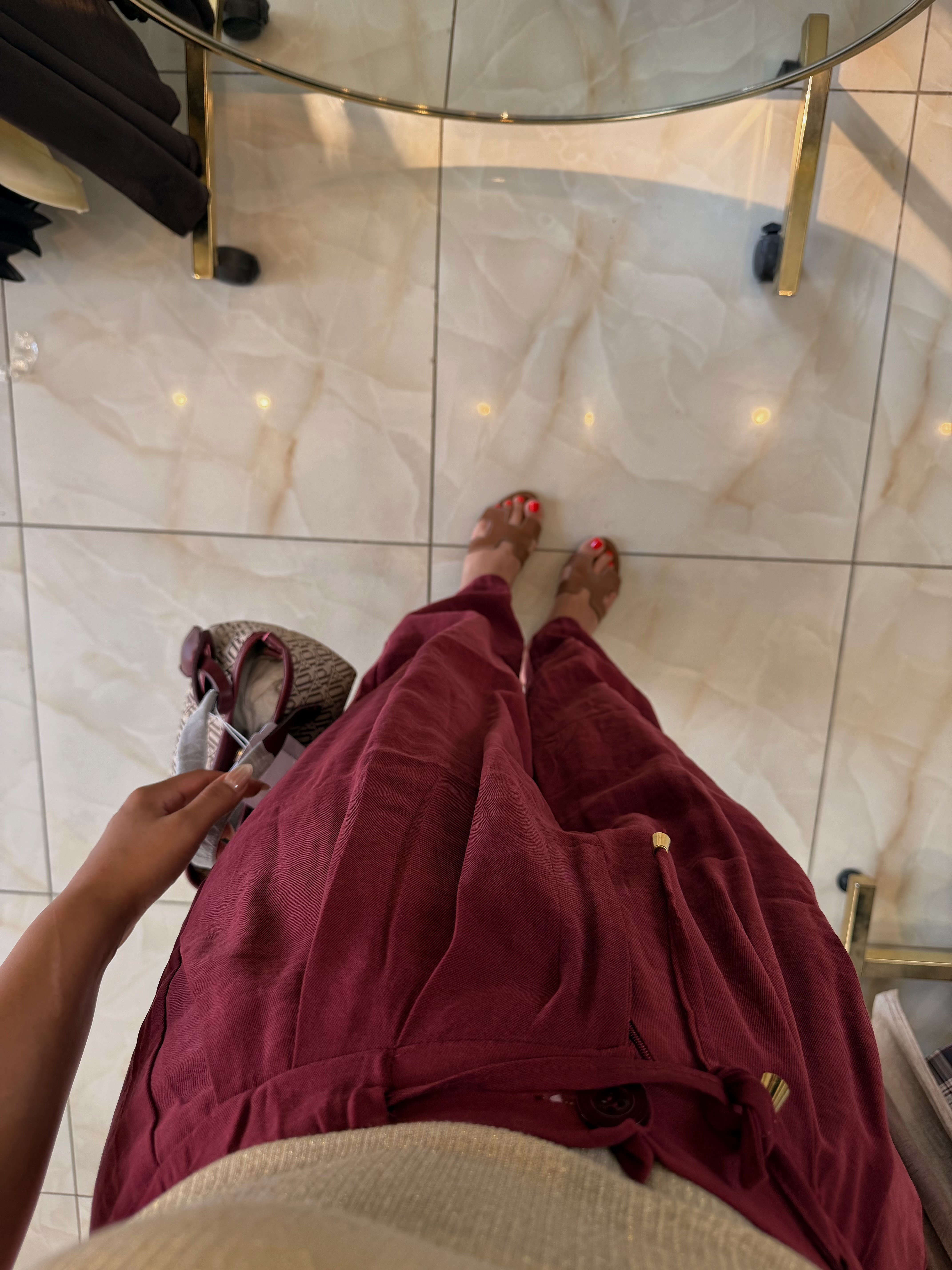     DOĞAL DOKULU BOL KESİM JOGGER PANTOLON - BORDO