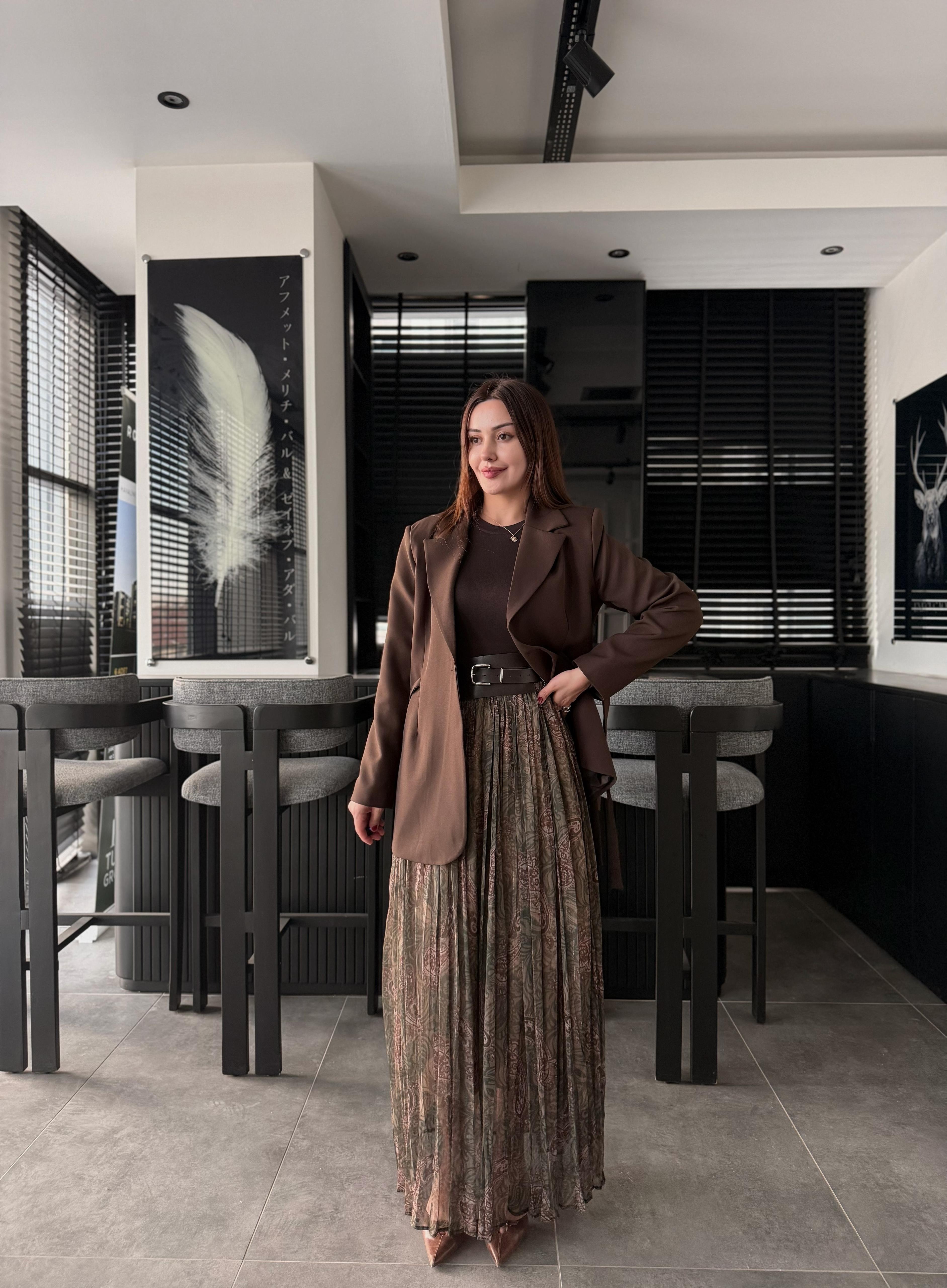 Baskılı şifon etek