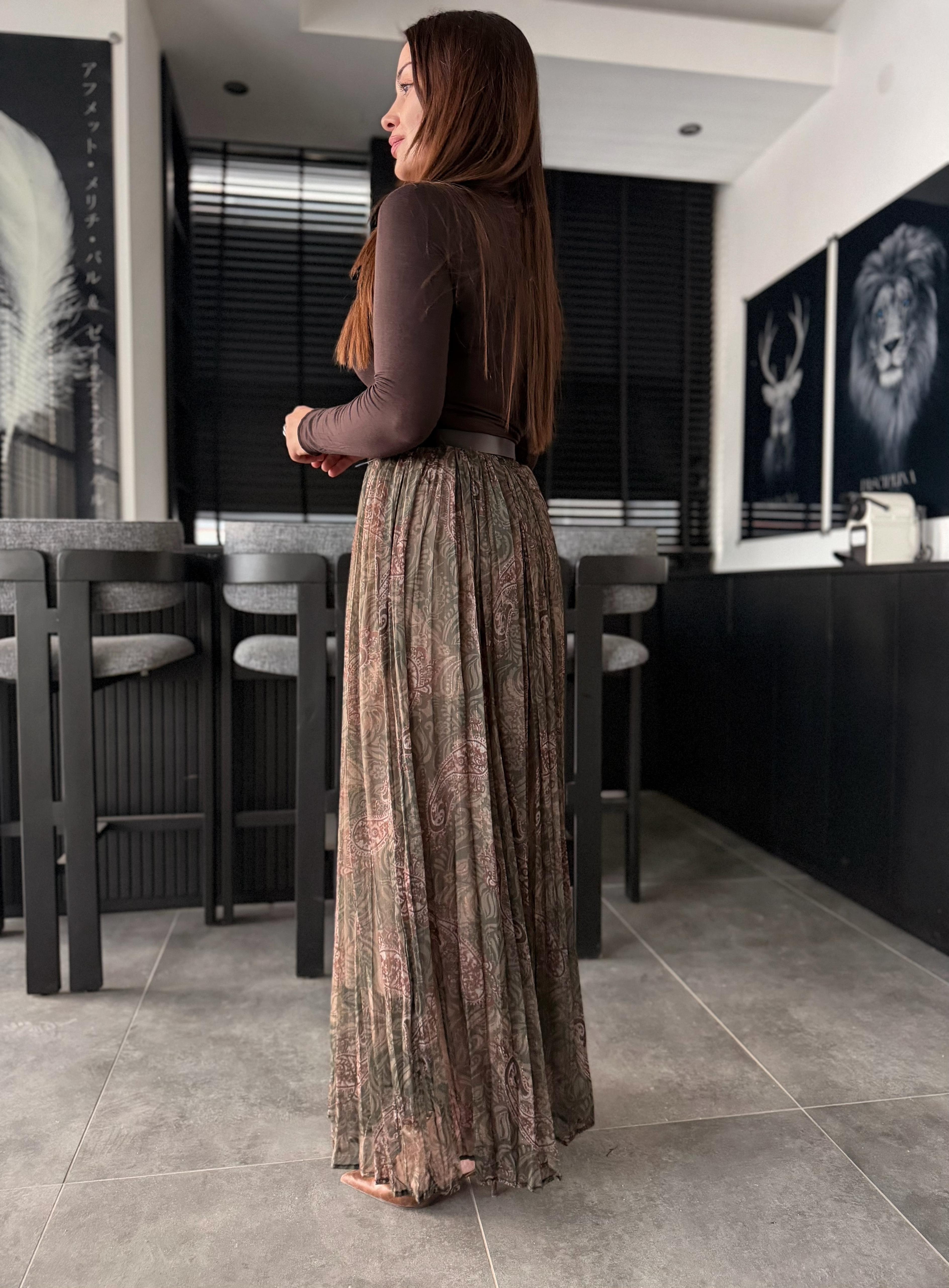 Baskılı şifon etek