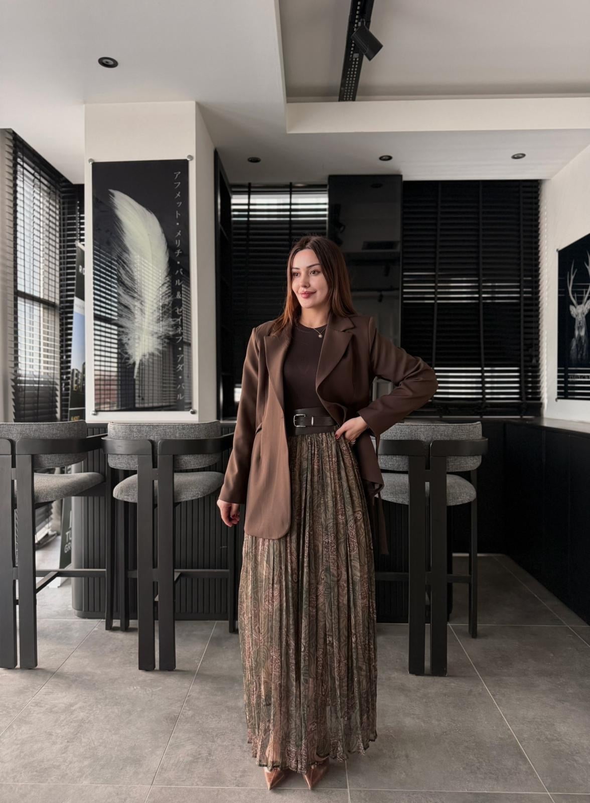 Baskılı şifon etek