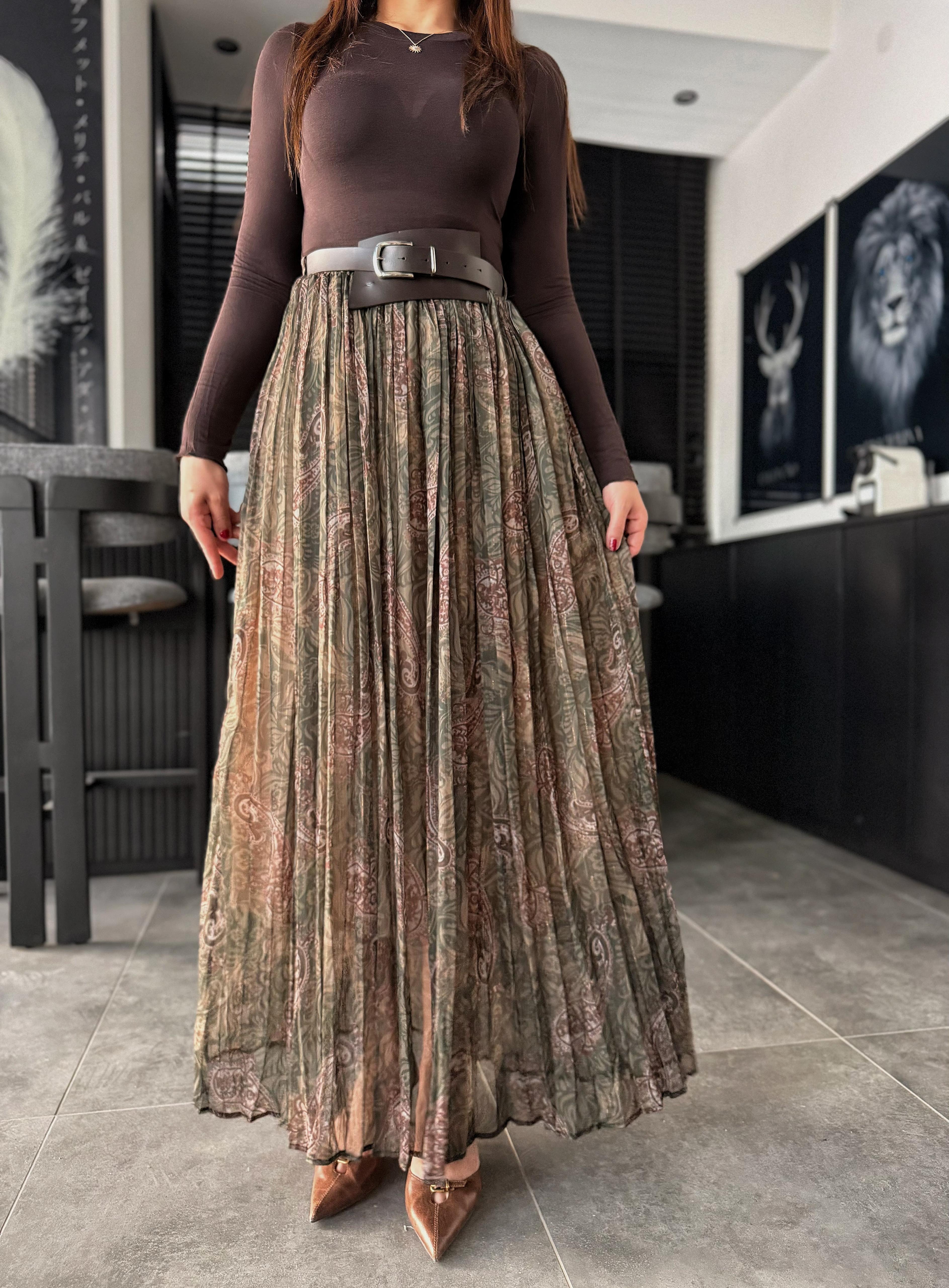 Baskılı şifon etek