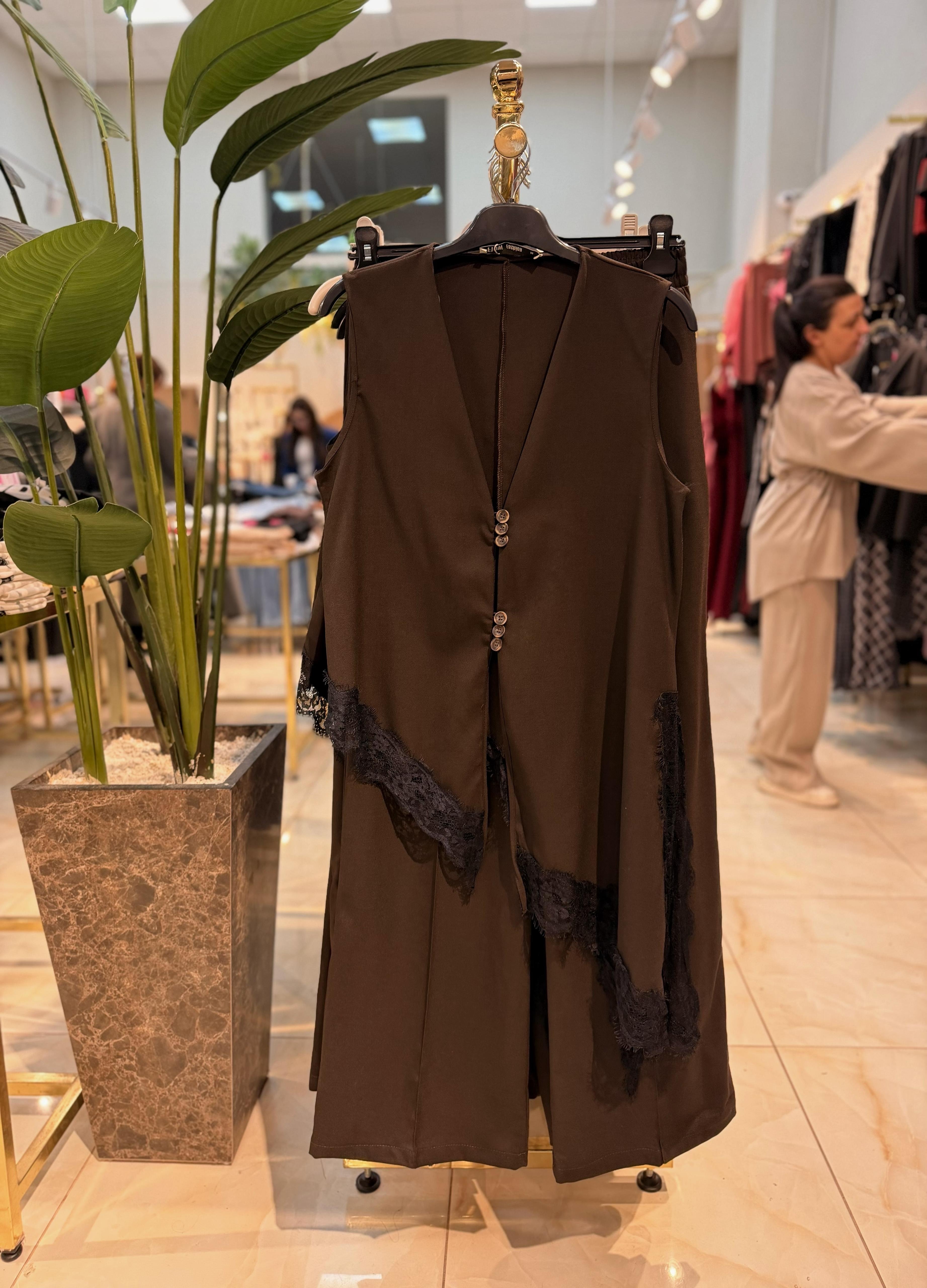 Dantelli yelek takım