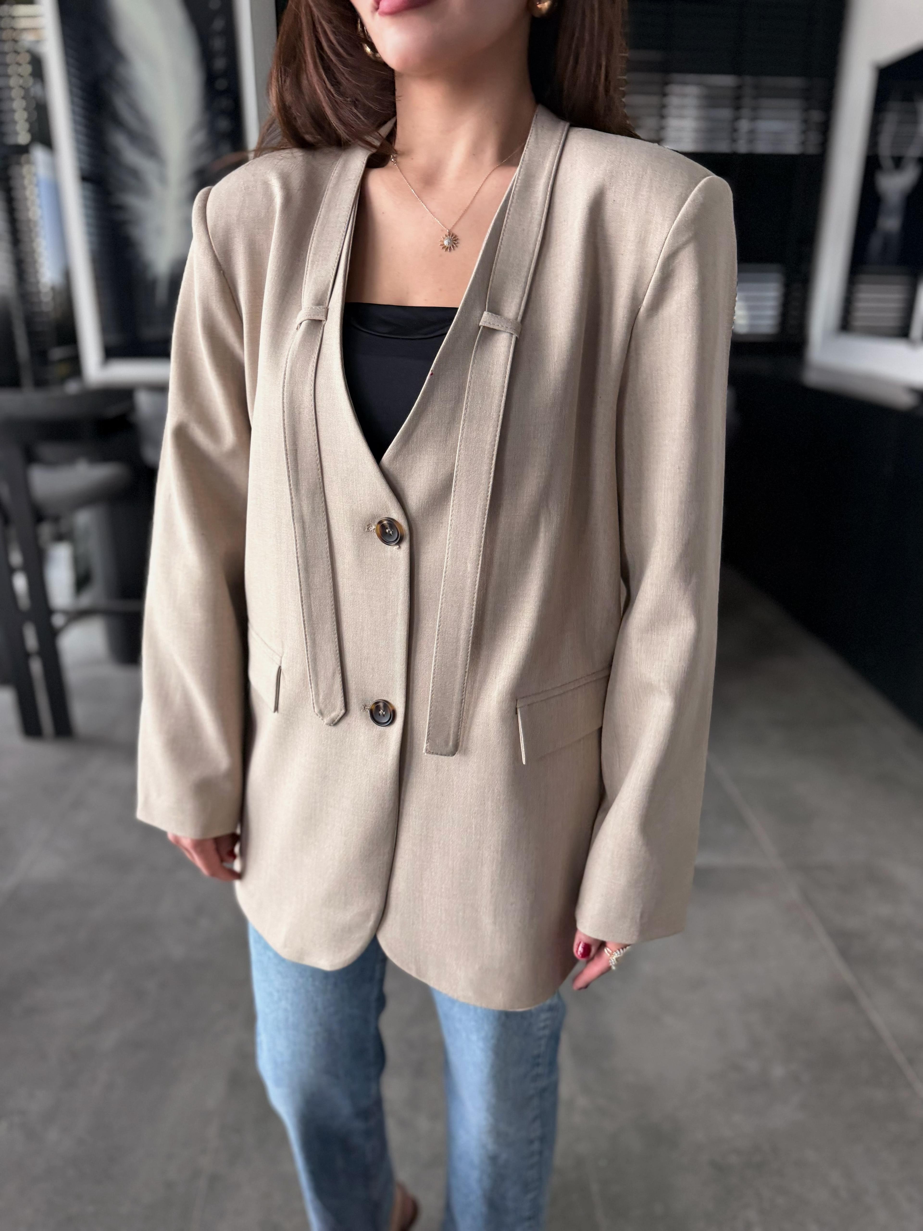 FULARLI OVERSİZE BLAZER CEKET
