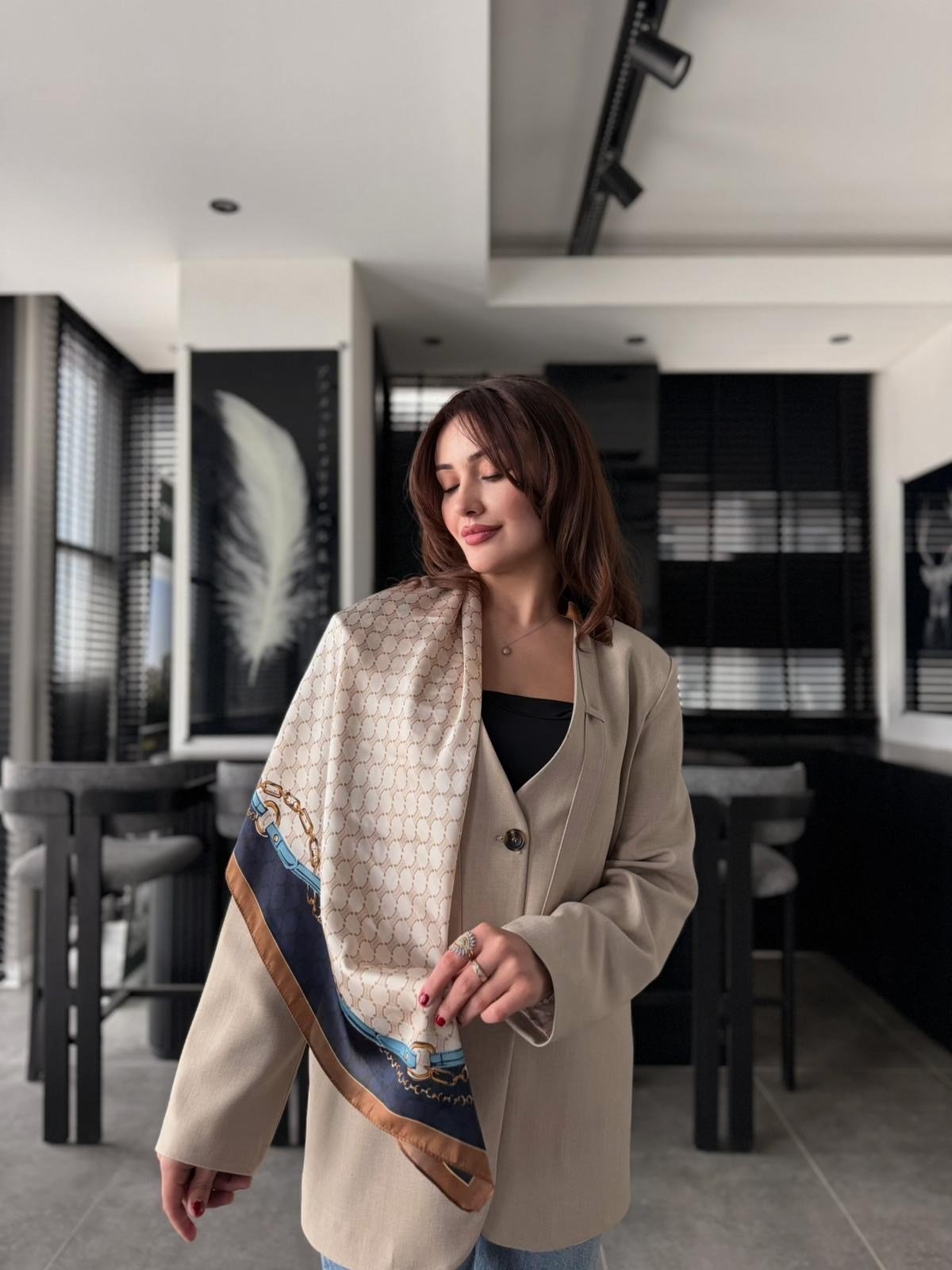 FULARLI OVERSİZE BLAZER CEKET