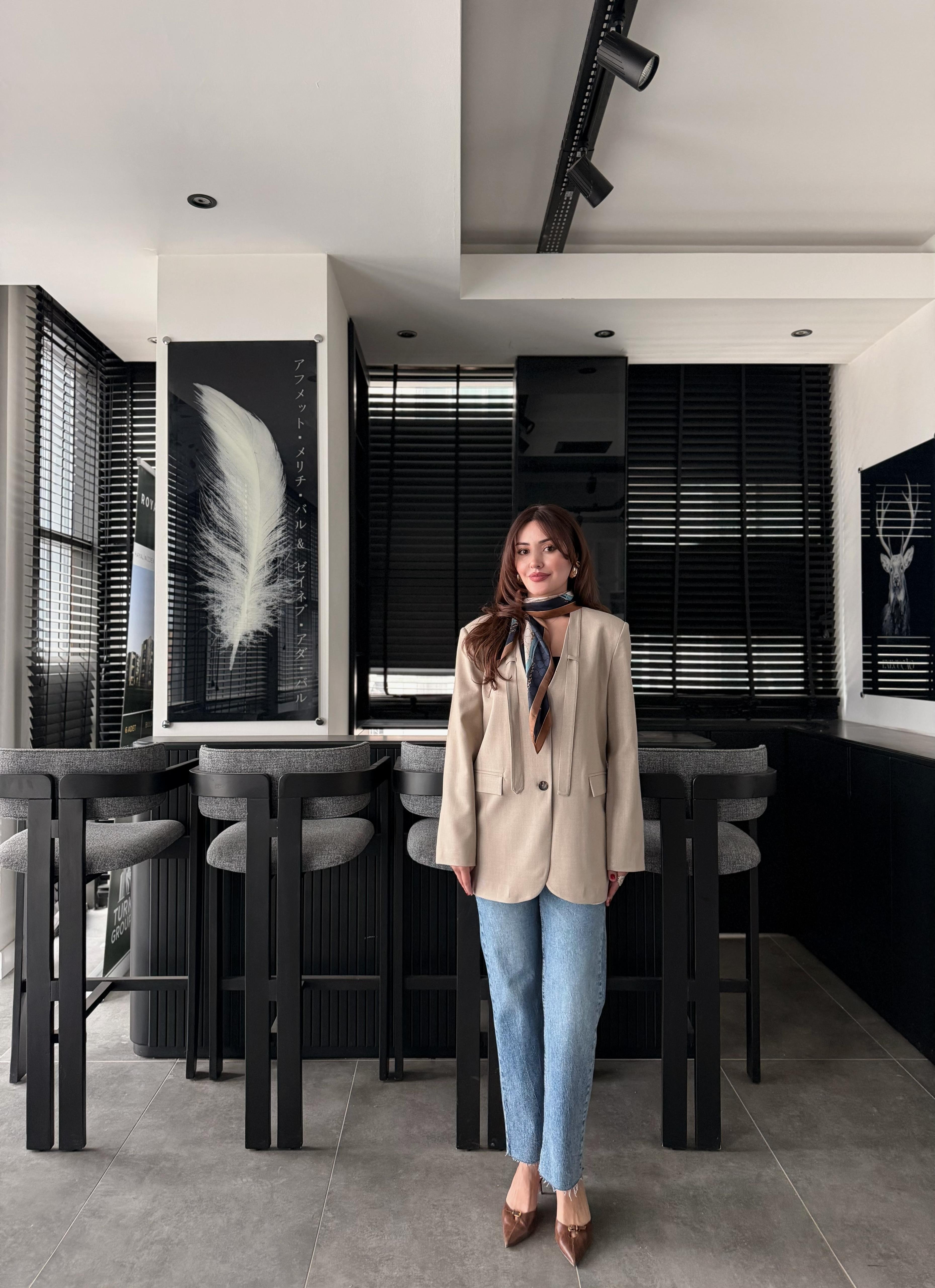 FULARLI OVERSİZE BLAZER CEKET