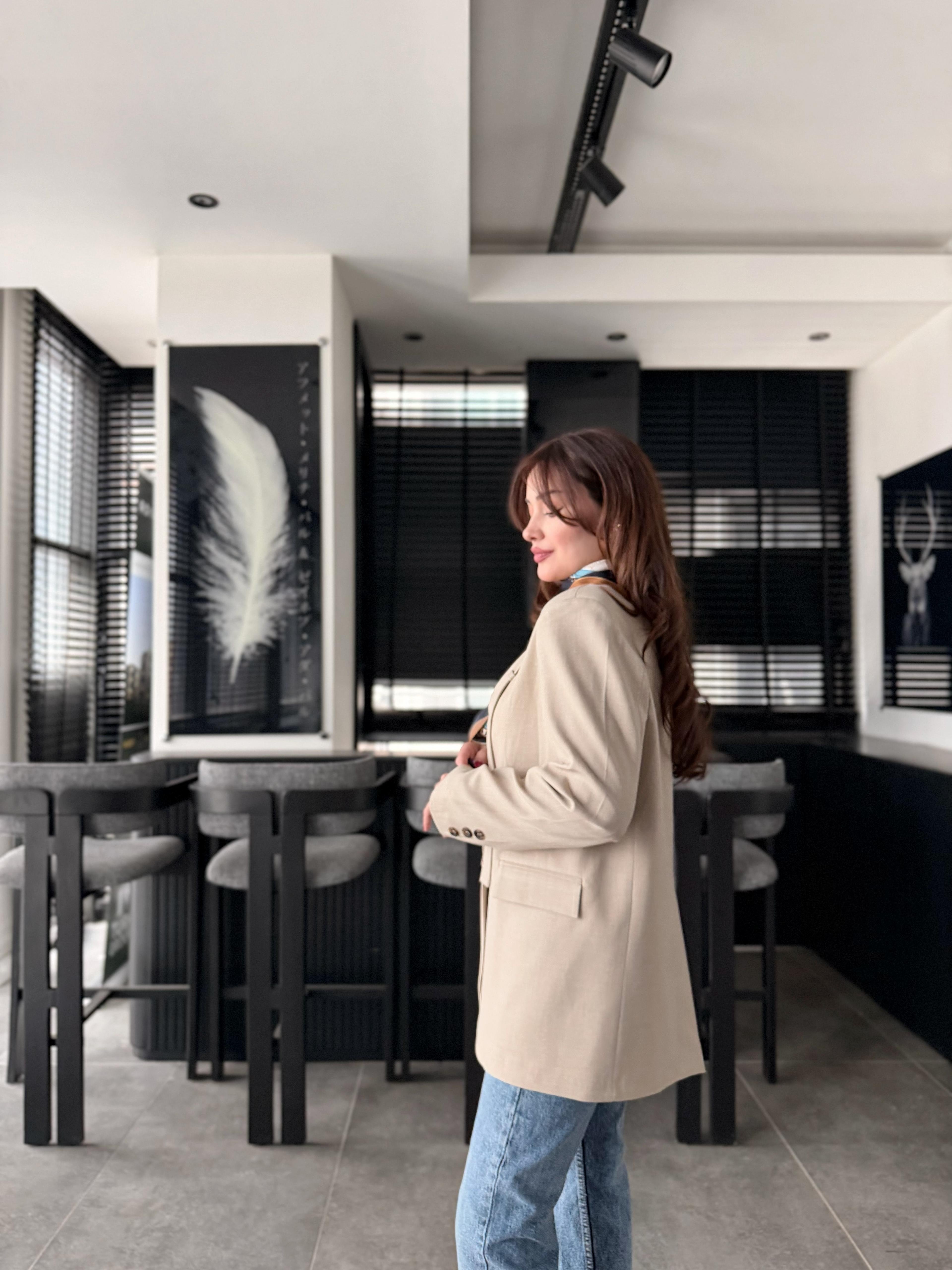 FULARLI OVERSİZE BLAZER CEKET