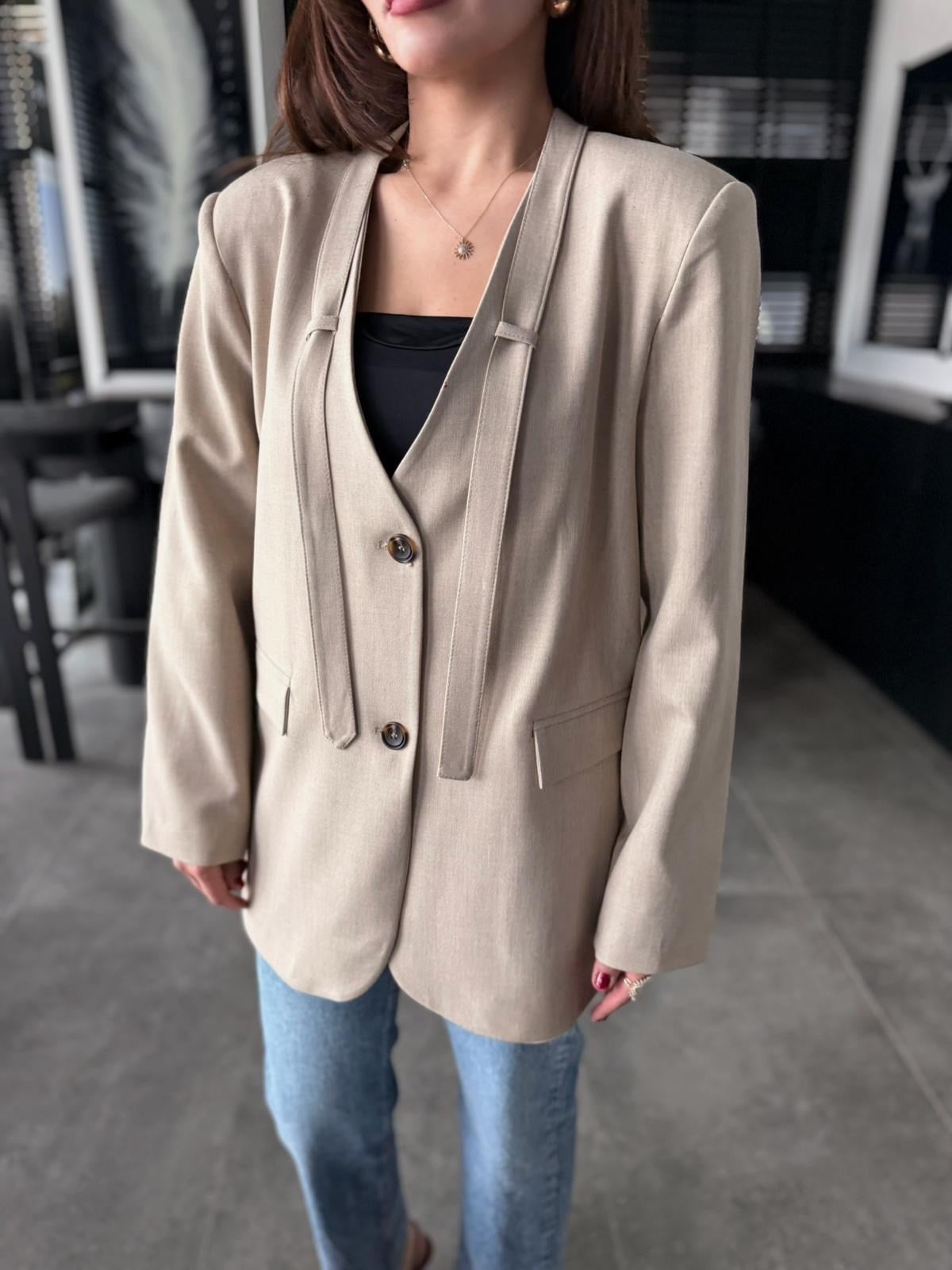 FULARLI OVERSİZE BLAZER CEKET