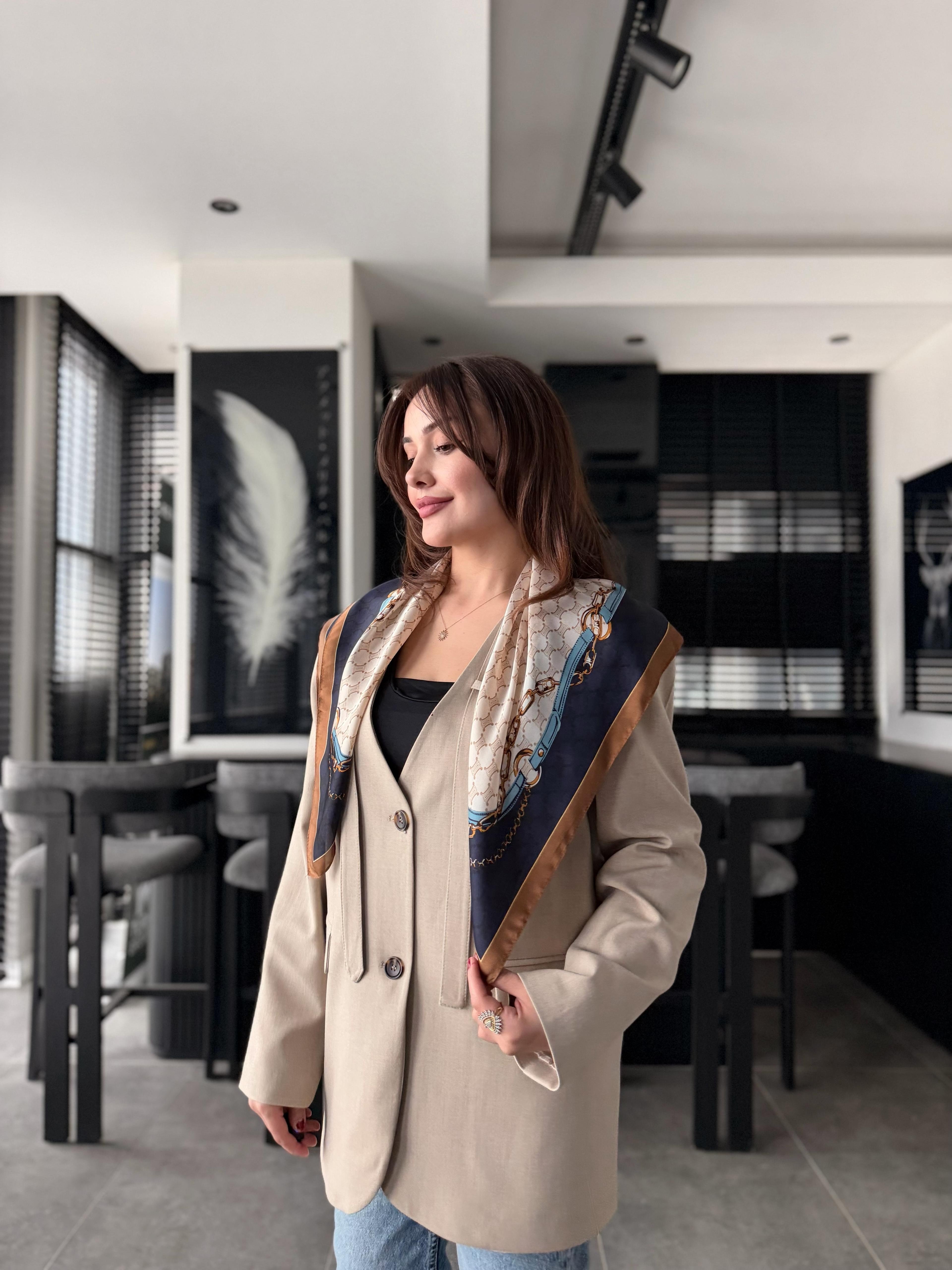 FULARLI OVERSİZE BLAZER CEKET