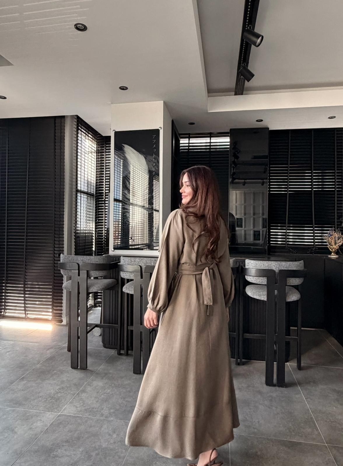 FULARLI VİSKON ELBİSE 