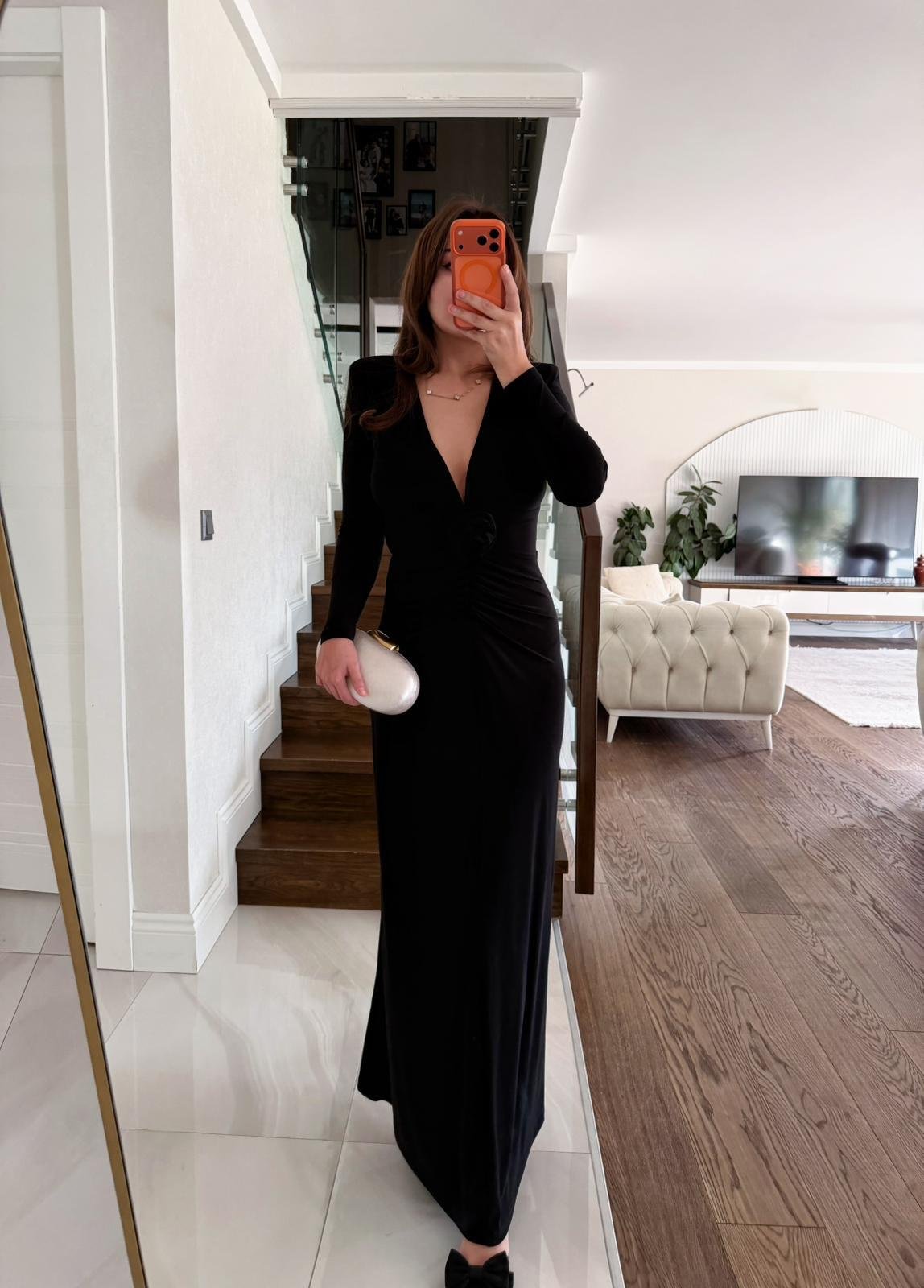 GÜL DETAYLI ELBİSE