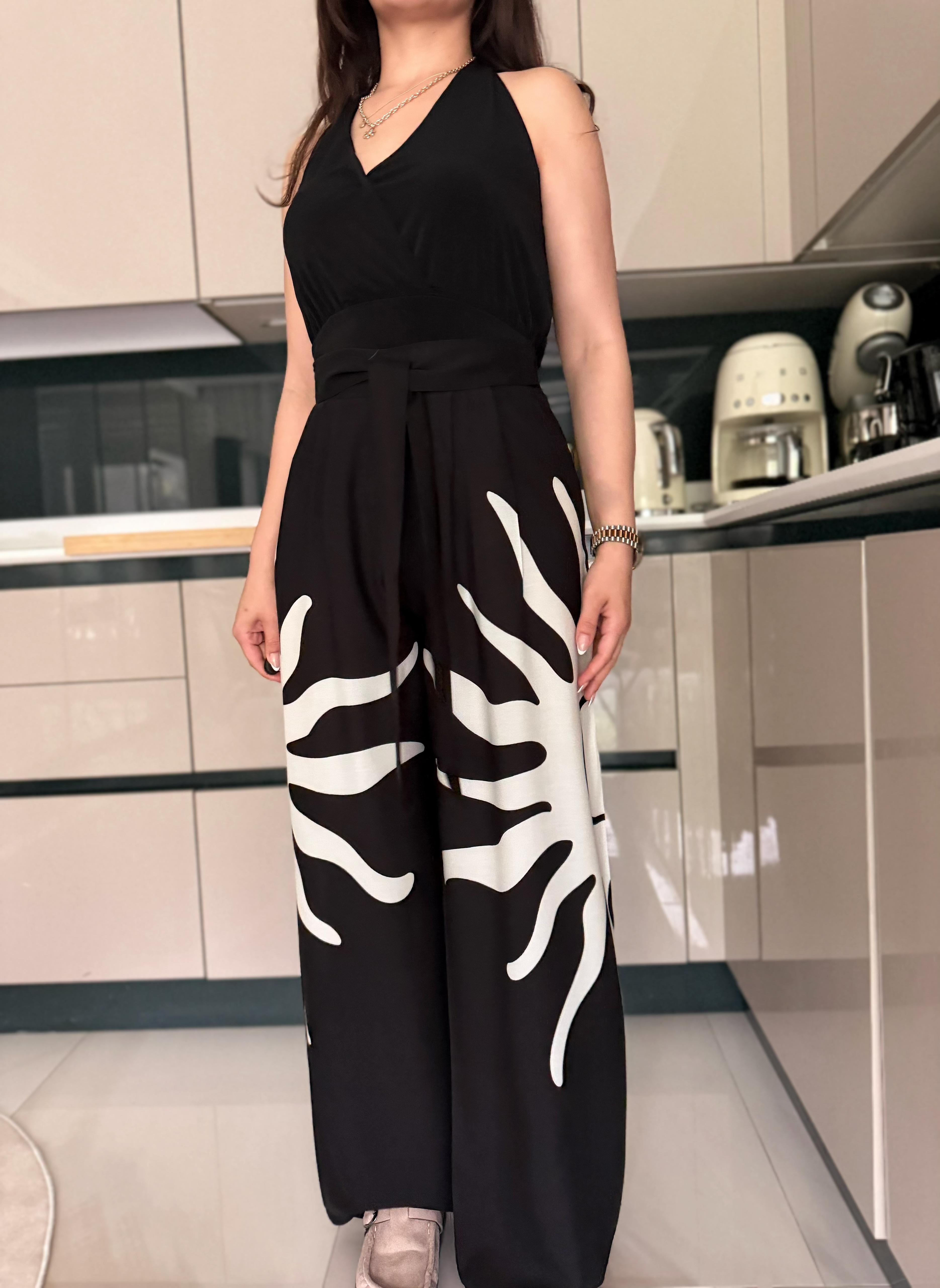 GÜNEŞ DESENLİ YÜKSEK BEL PANTOLON