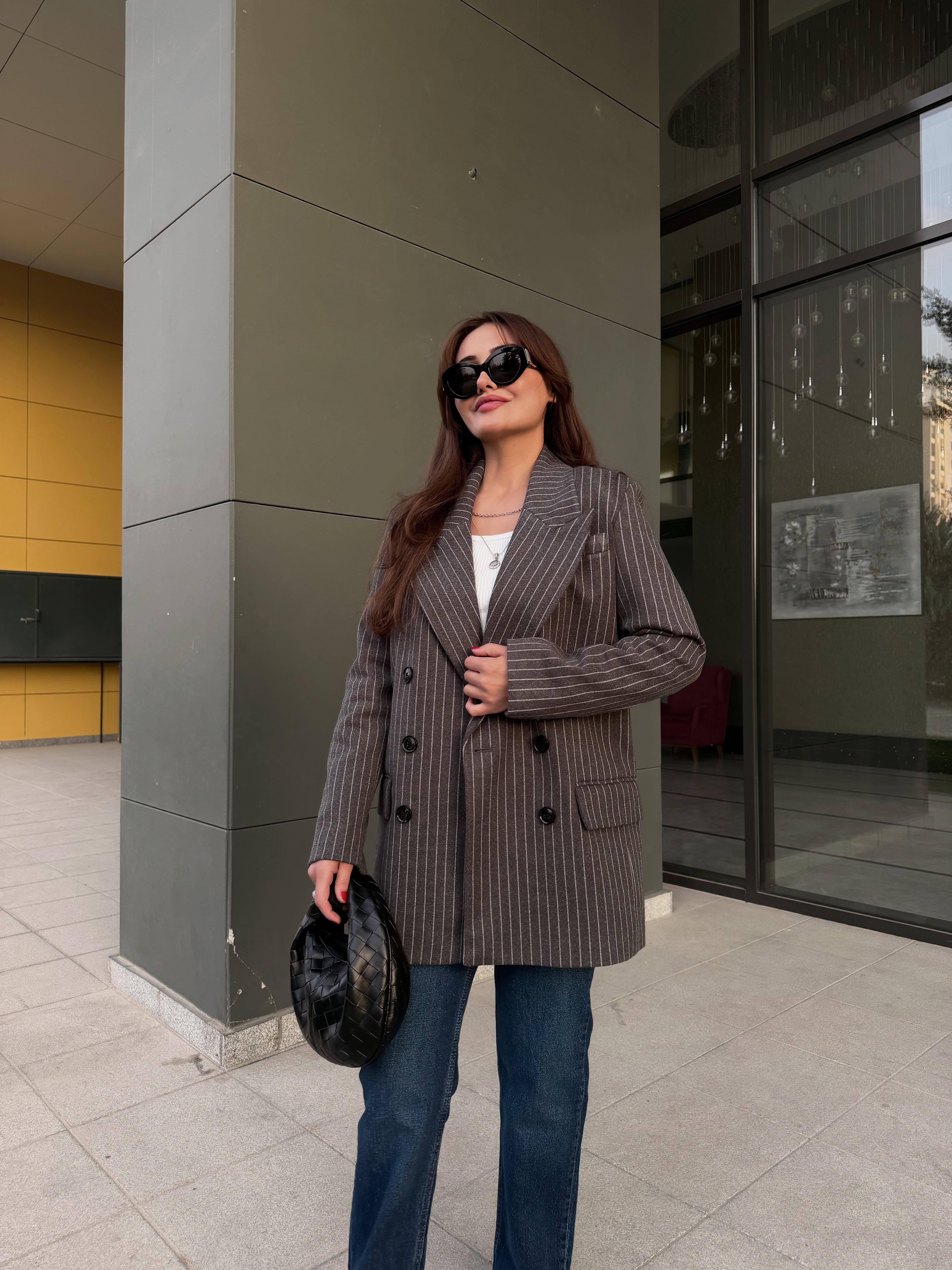 KAŞE ÇİZGİLİ CEKET