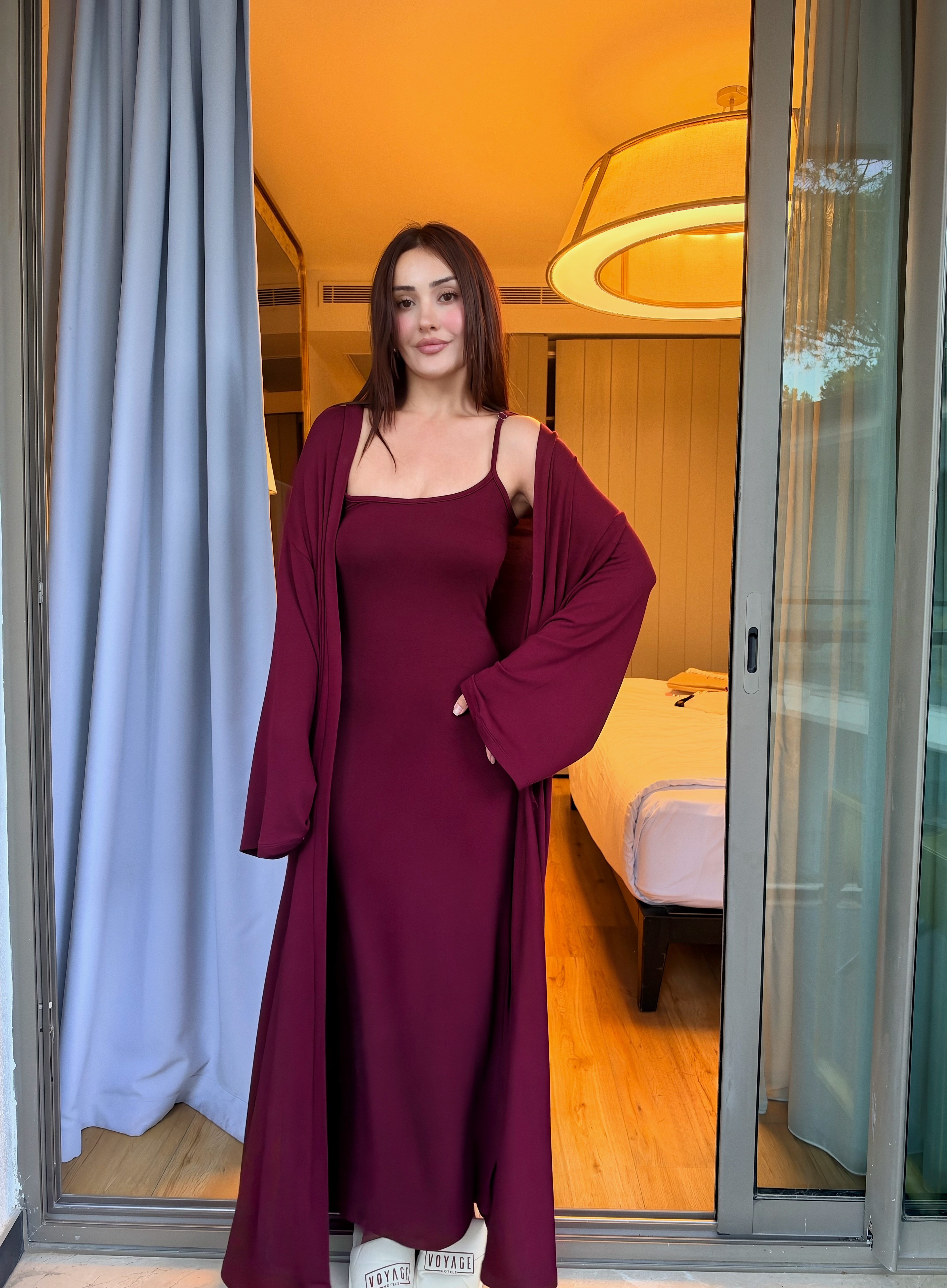 MİLANO VİSKON ELBİSE & KİMONO TAKIM