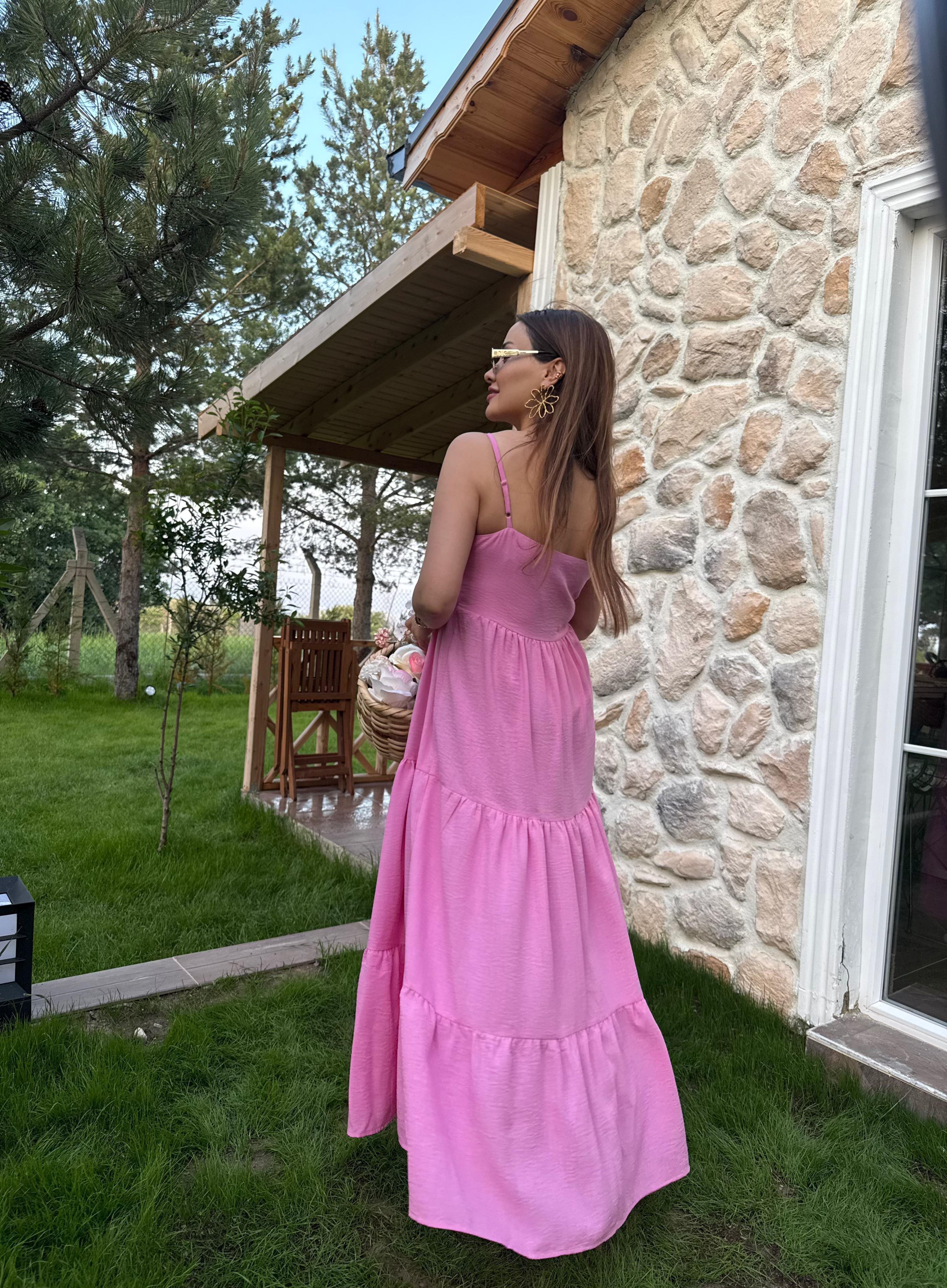 Pembe Askılı Elbise