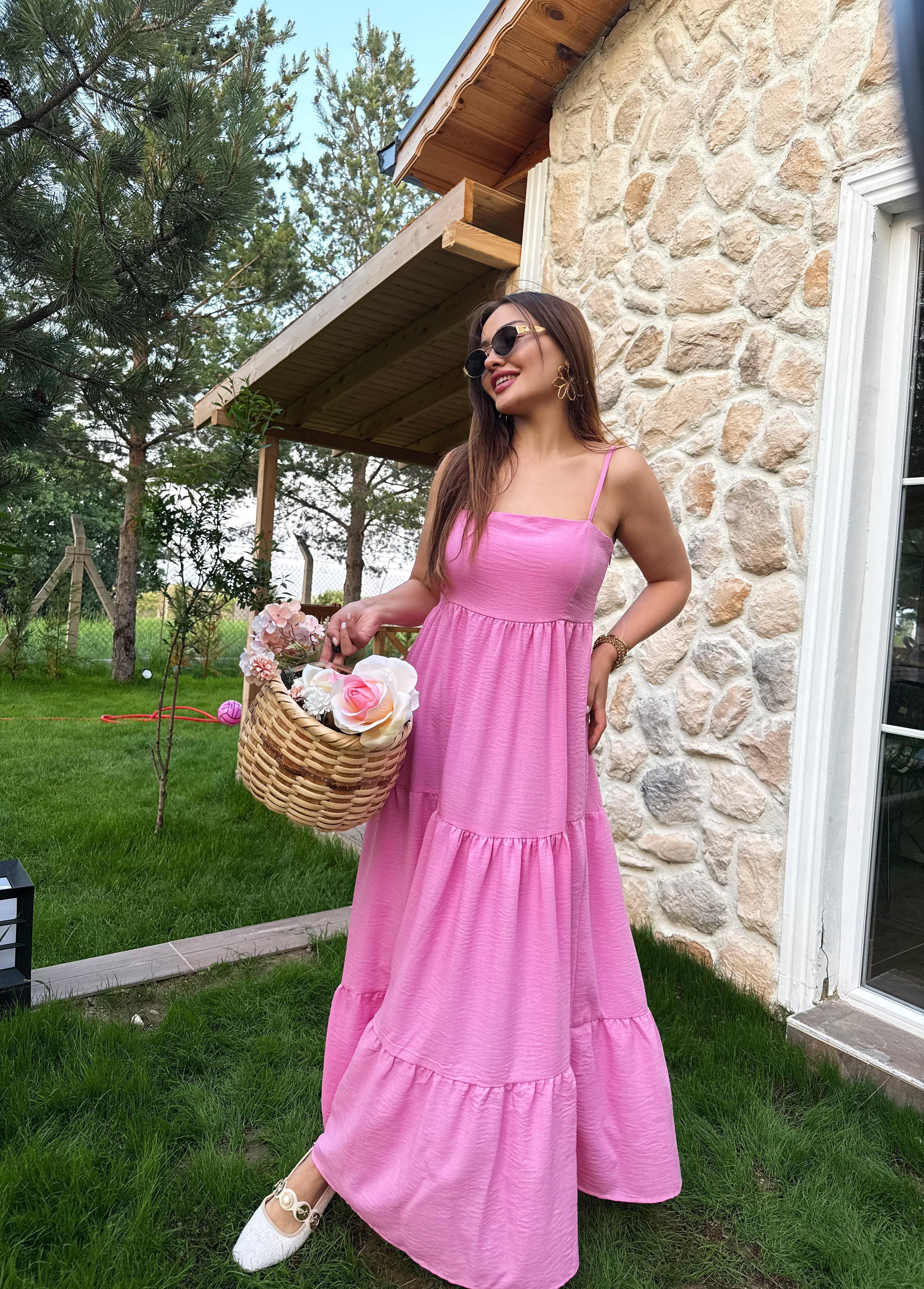 Pembe Askılı Elbise