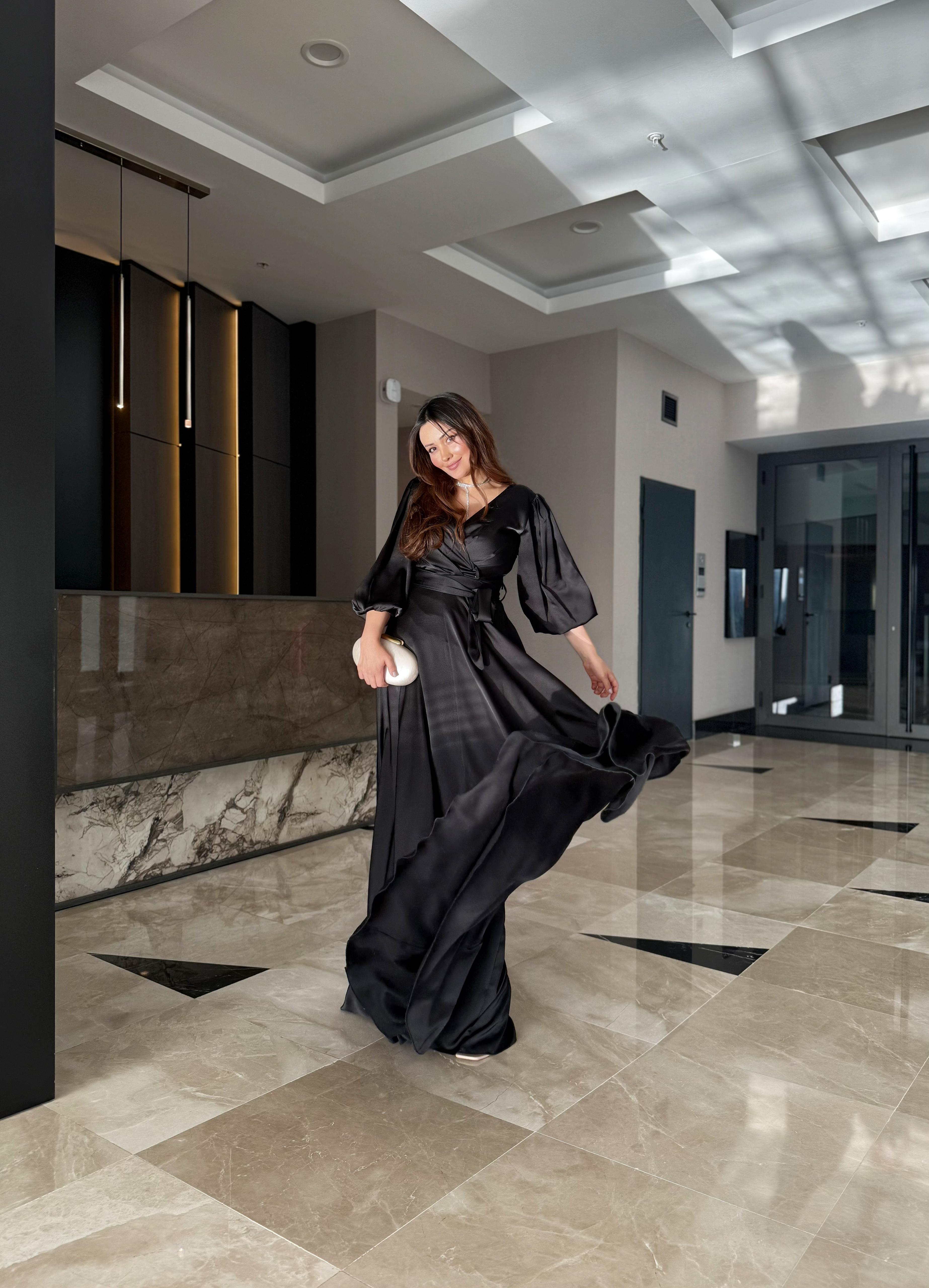 Prenses Model Siyah Abiye