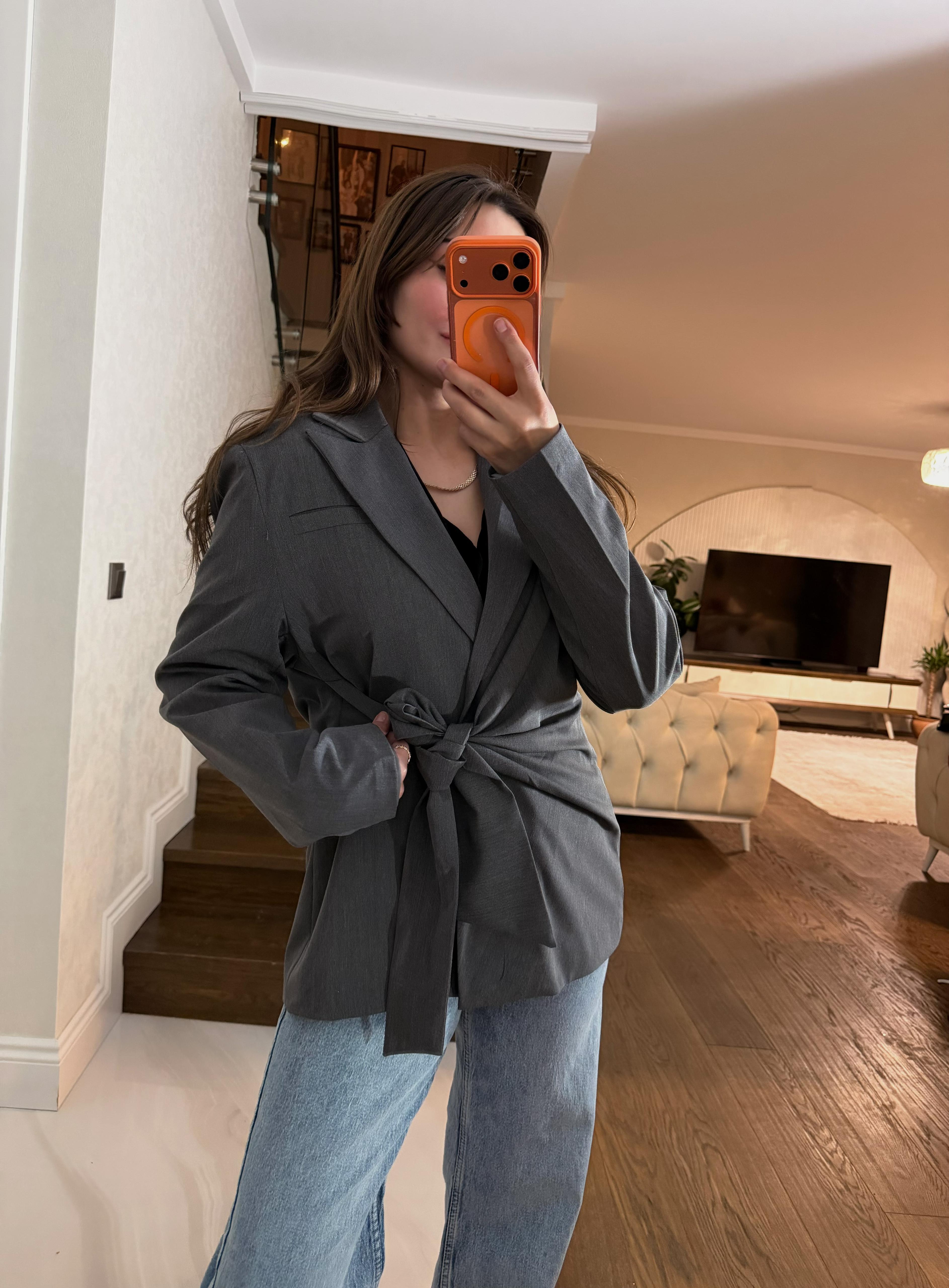 YANDAN BAĞLAMALI CEKET